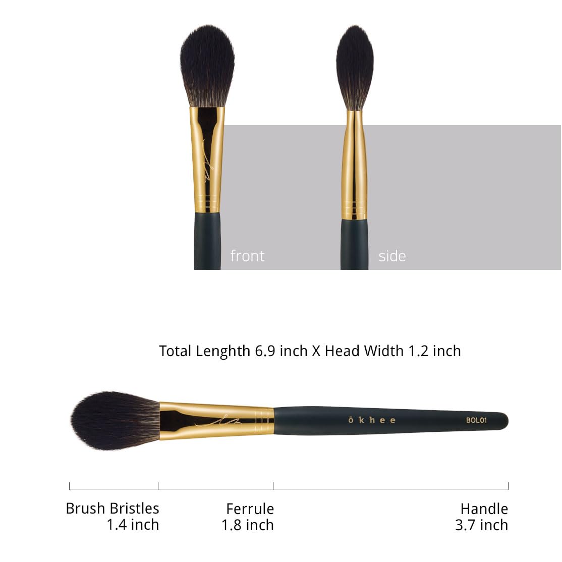 SOO ADOR Okhee Cheek Brush BOL01 - Professional Blush Brush for Soft & Natural Makeup Application | K-Beauty Makeup Brush Designed by K-Pop Artist Seo Ok | Perfect for Everyday Makeup & K-Beauty Looks