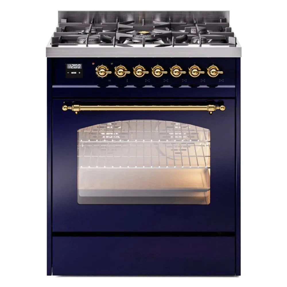 ILVE 30 Nostalgie II Series Freestanding Dual Fuel Range with 5 Sealed Burners - Professional Gas Stove & Electric Oven for Home Kitchen - Perfect for Baking, Roasting, and Family Cooking (Model UP30NMP)