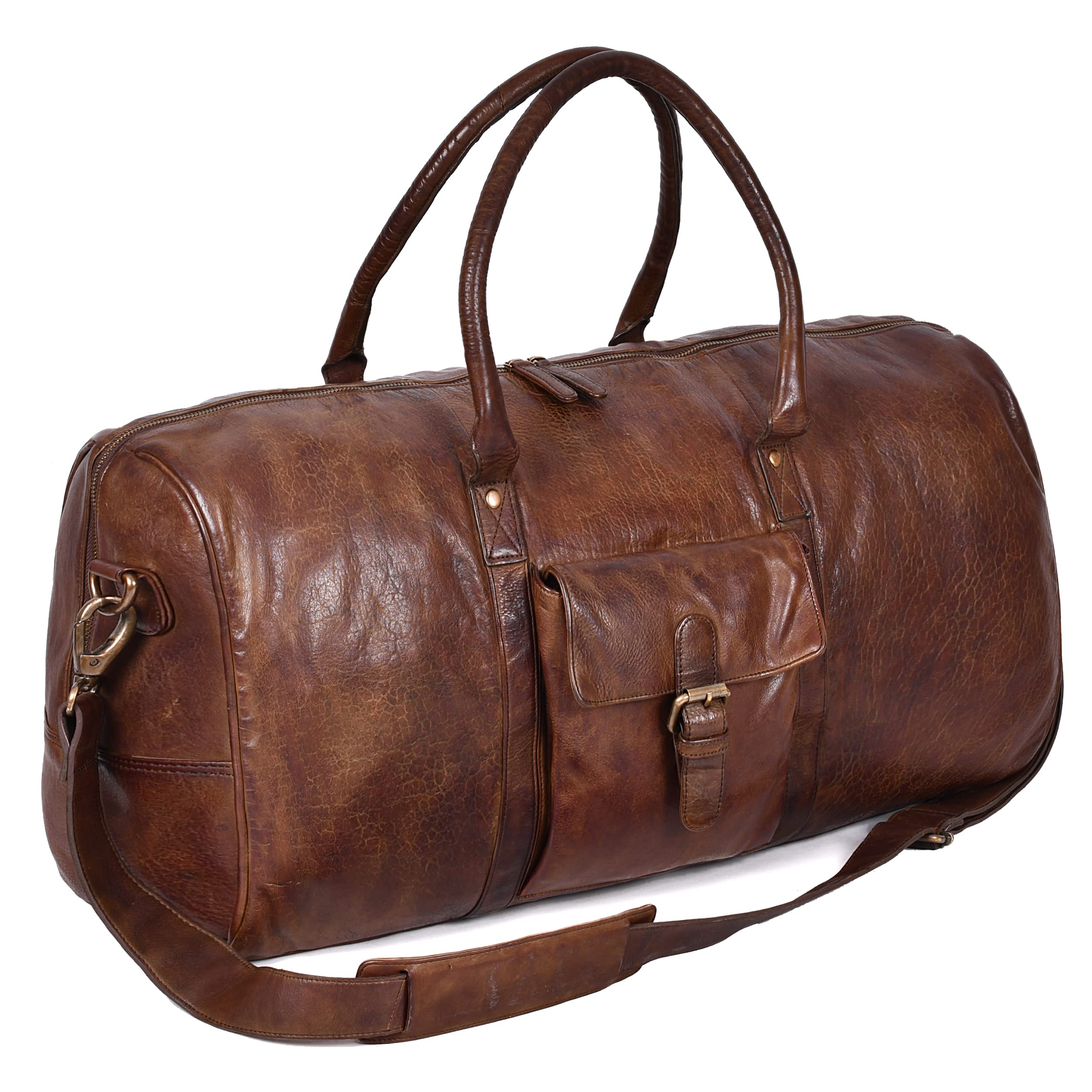 Premium Full Grain Leather Duffel Bag for Men & Women - Durable Gym, Sports, Travel & Overnight Weekender Bag - Perfect for Workouts, Business Trips & Weekend Getaways