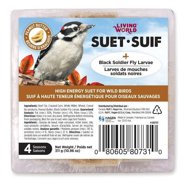Living World Wild Bird Suet with Peanut Butter - High Energy Bird Food for Woodpeckers, Nuthatches & Wild Birds - Perfect for Backyard Bird Feeders & Winter Bird Feeding