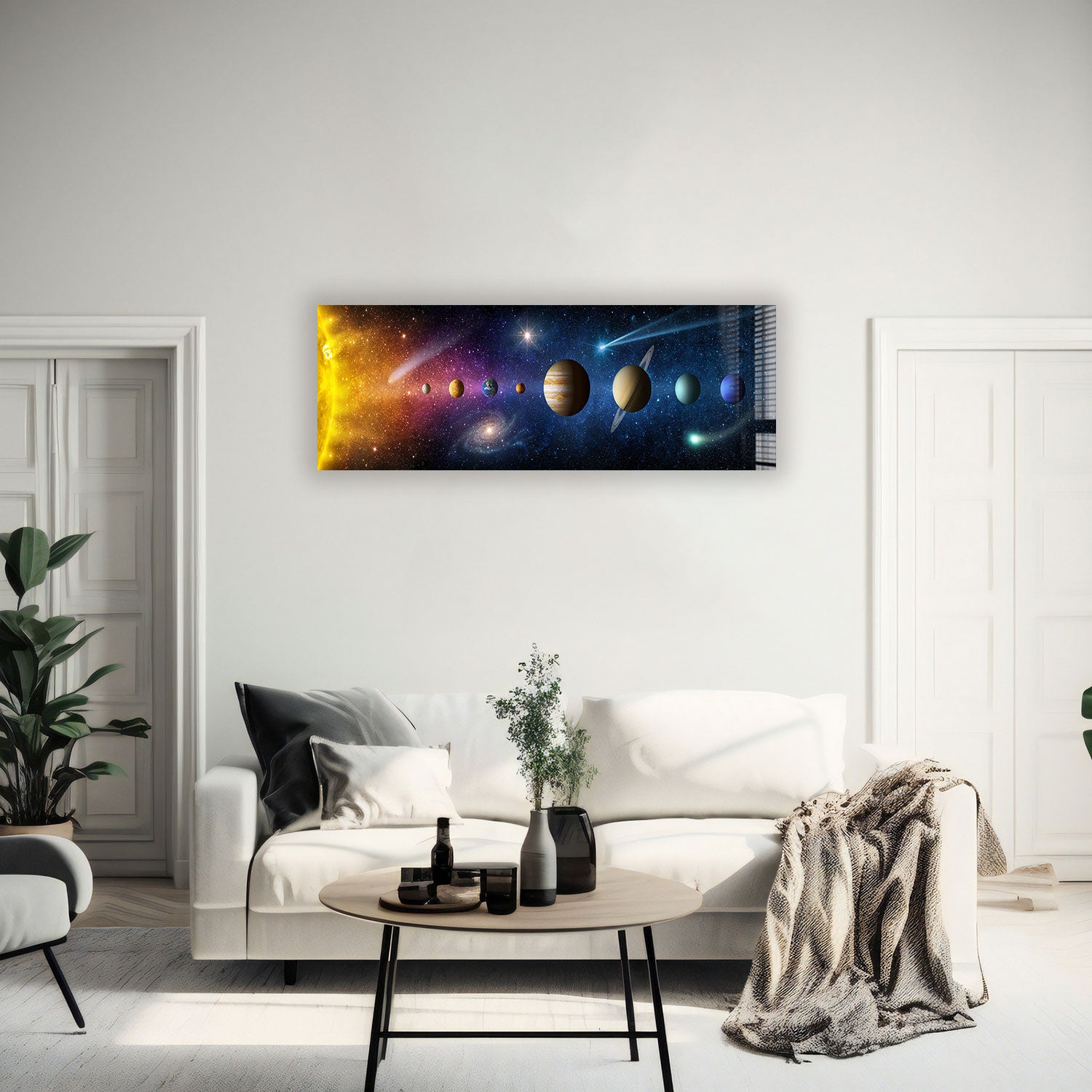 Solar System Panoramic Wall Art - Stunning Space Decor for Home, Office & Classroom - Perfect for Astronomy Lovers & Science Enthusiasts
