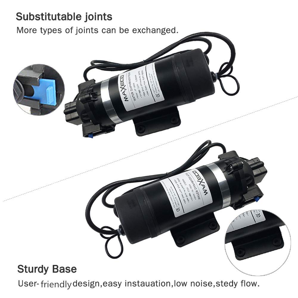 MAXECO 110V 160PSI High Pressure Diaphragm Water Pump - Self Priming 80GPH 5LPM Water Pressure Booster for Home, RV, Boat & Marine Use - Perfect for Misting Systems, Caravan Water Supply & Sprayer Applications