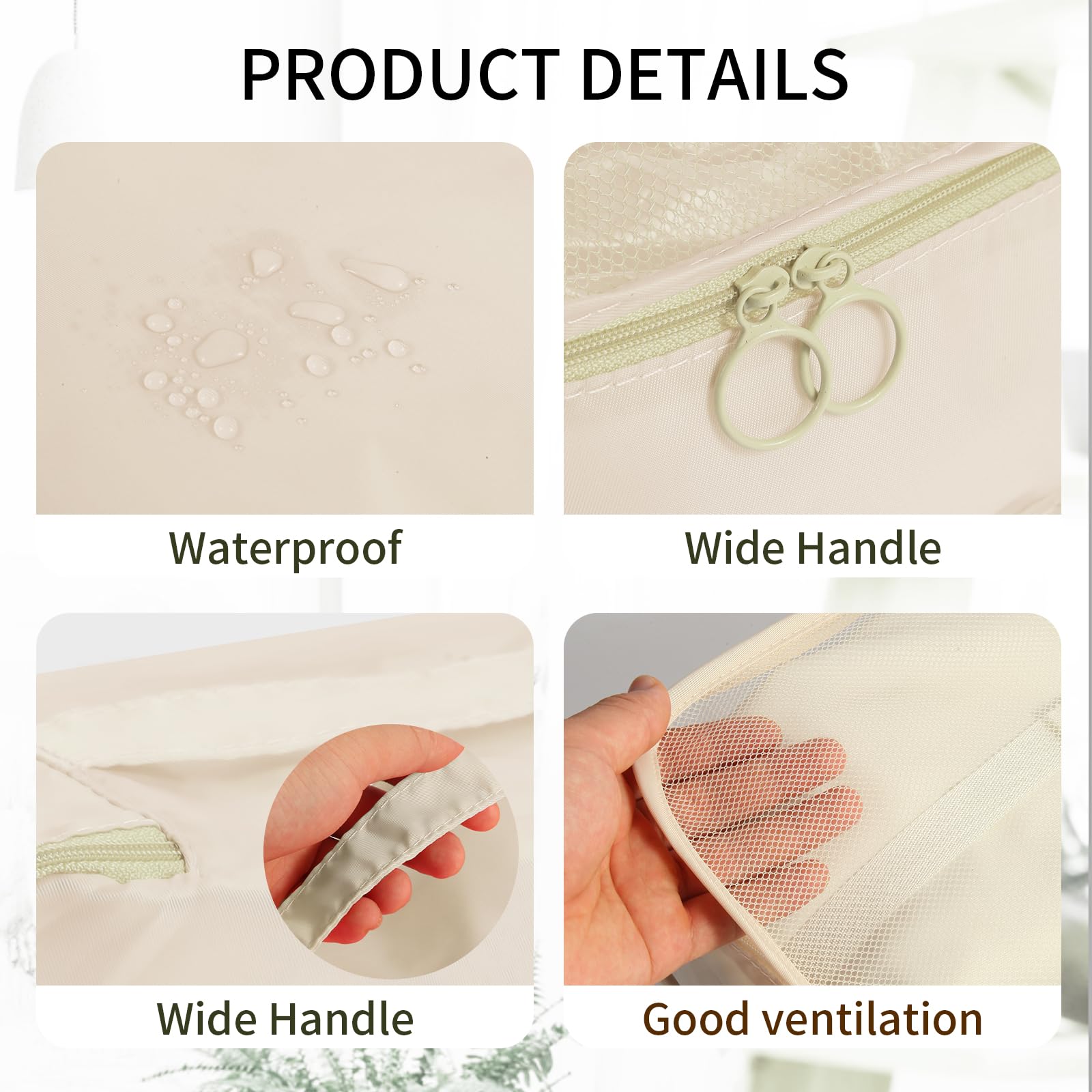 7-Piece Waterproof Packing Cubes Set for Suitcases - Travel Luggage Organizers for Clothes & Shoes Storage (Beige) | Perfect for Business Trips, Vacations & Weekend Getaways