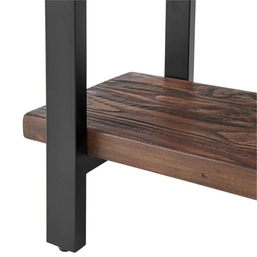 Alaterre Pomona Rustic End Table - Natural Finish Metal & Wood Side Table for Living Room | Handcrafted Home Decor Accent Stand with Solid Wood & Metal Design | Perfect for Coffee Table Companion, Bedroom Nightstand or Entryway Decor