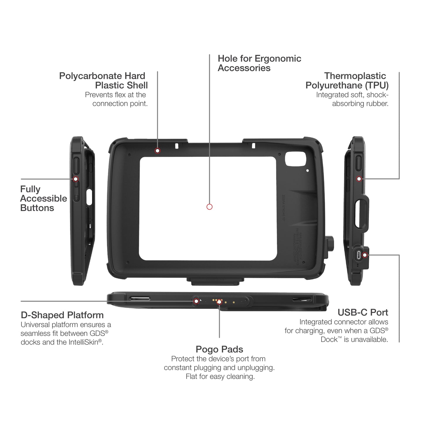 IntelliSkin® Next Gen Protective Case for Zebra ET4x 10 Enterprise Tablet - Rugged Cover with Enhanced Grip (RAM GDS SKIN ZE21C NG) - Perfect for Warehouse, Logistics & Industrial Use
