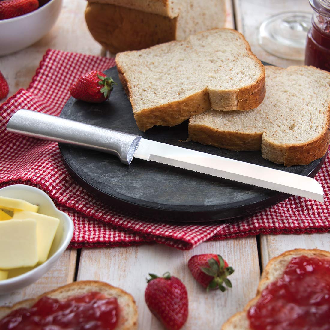 Rada Cutlery 6 Inch Bread Knife with Silver Handle - 2 Pack Set for Slicing Bread, Cakes & Pastries - Perfect for Bakeries, Kitchens & Home Use
