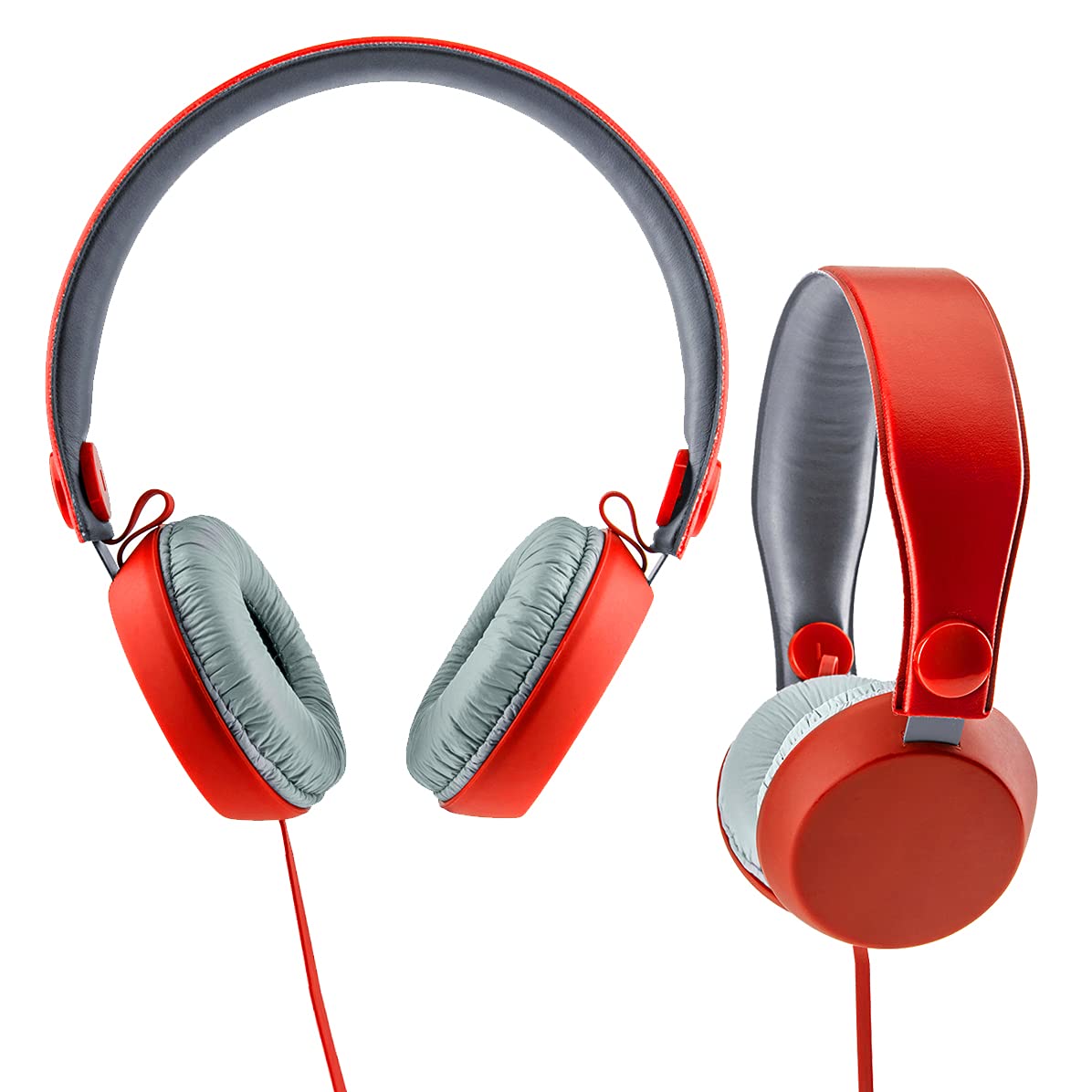 Premium Wired Headphones with Built-in Mic | Noise Isolating Stereo Earphones for iPhone, iPad, Laptop, Samsung & Android Phones | Perfect for Gaming, Work Calls & Music (2-Pack, Red)