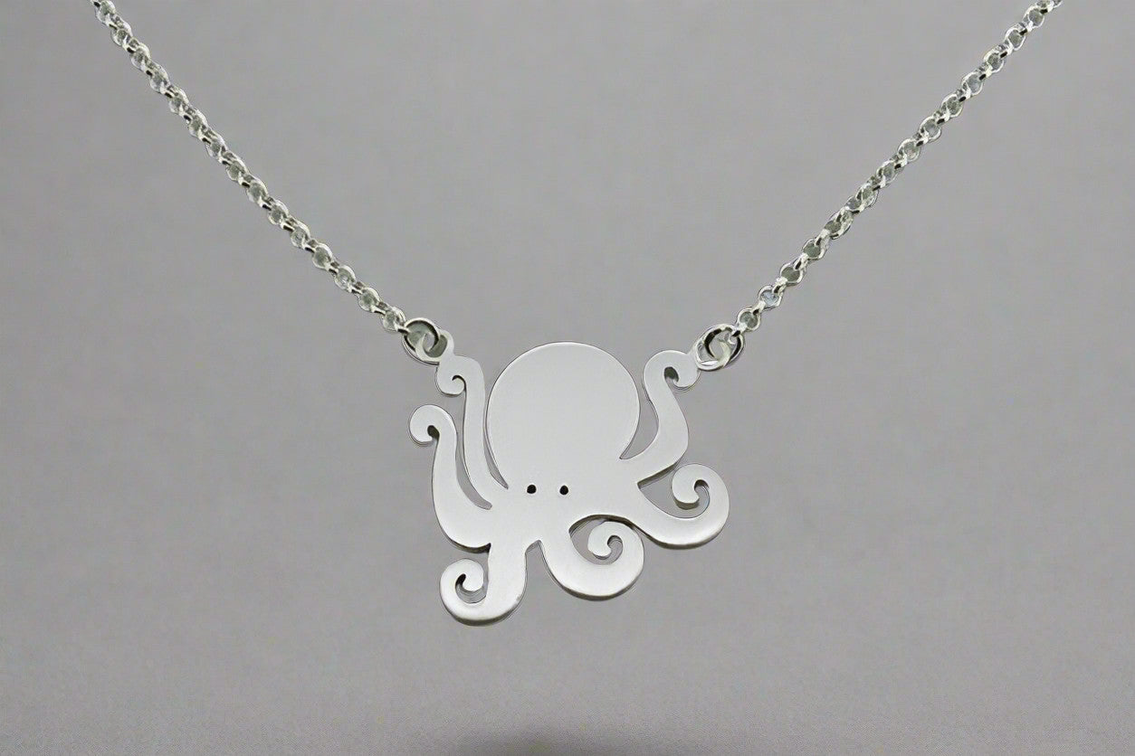 Octopus Necklace Sterling Silver - Handmade Jewelry for Women, Unique Sea Creature Pendant - Perfect for Beach Parties, Boho Fashion & Gifts