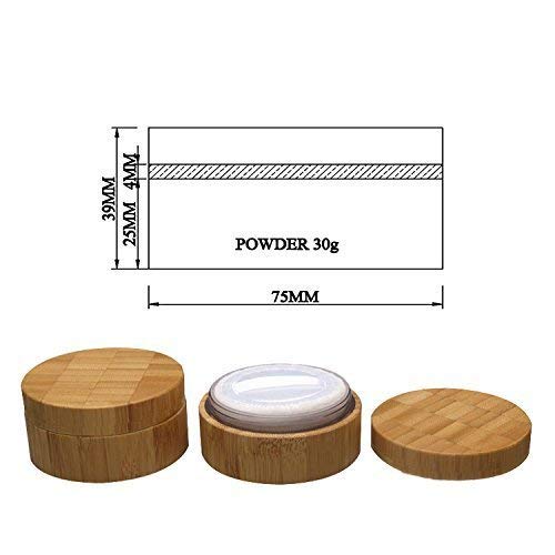 30ml 1 oz Empty Bamboo Loose Powder Container with Puff & Sifter - Refillable Makeup Case for Mineral Foundation, Blush & Setting Powder | Perfect for Travel & Professional Makeup Kits