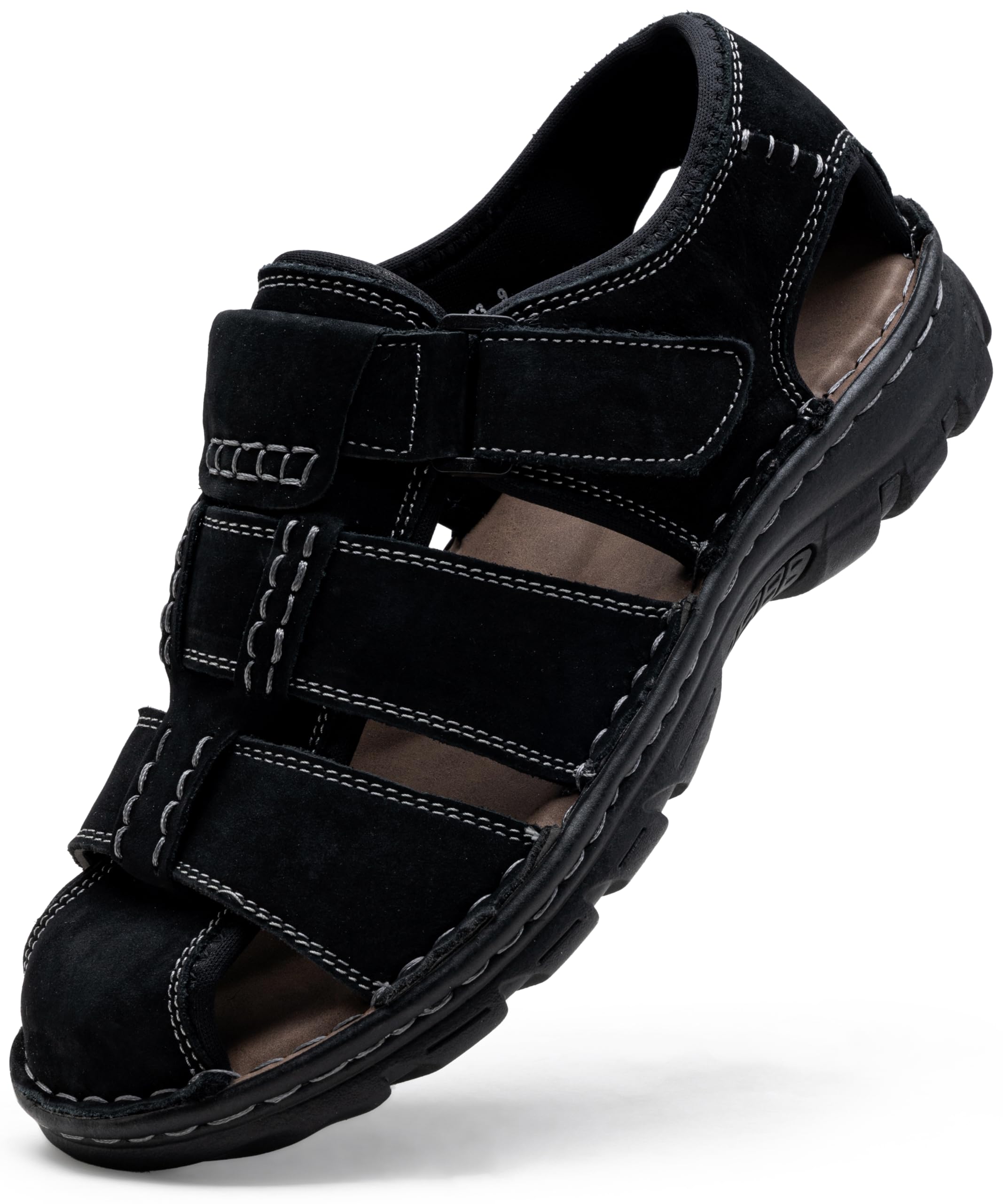 Jousen Men's Leather Open Toe Sandals - Breathable Beach & Outdoor Hiking Sandals for Summer Sports, Walking, Travel and Casual Wear