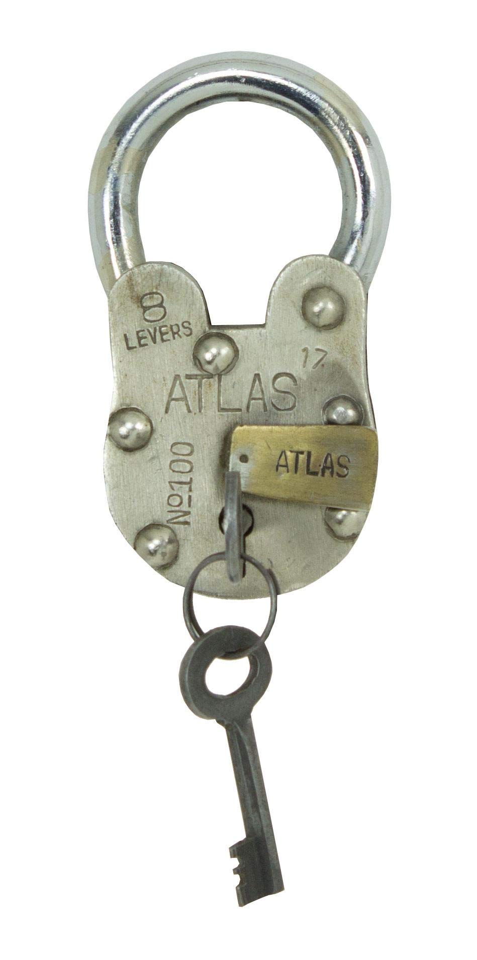 Vintage Style Large Iron Replica Atlas Padlock with 2 Keys - Heavy Duty Decorative Lock for Chests, Gates, and Antique Restoration Projects