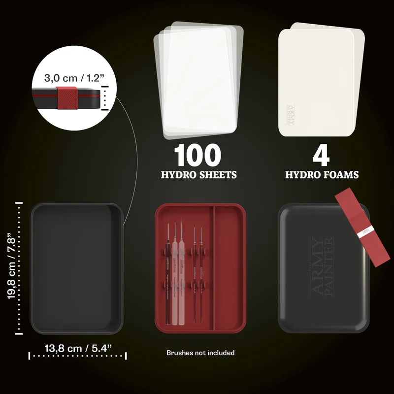Army Painter Wet Palette Hydro Bundle - Professional Watercolor Palette for Miniature Painting & Acrylics - Perfect for Artists, Hobbyists & Tabletop Gamers