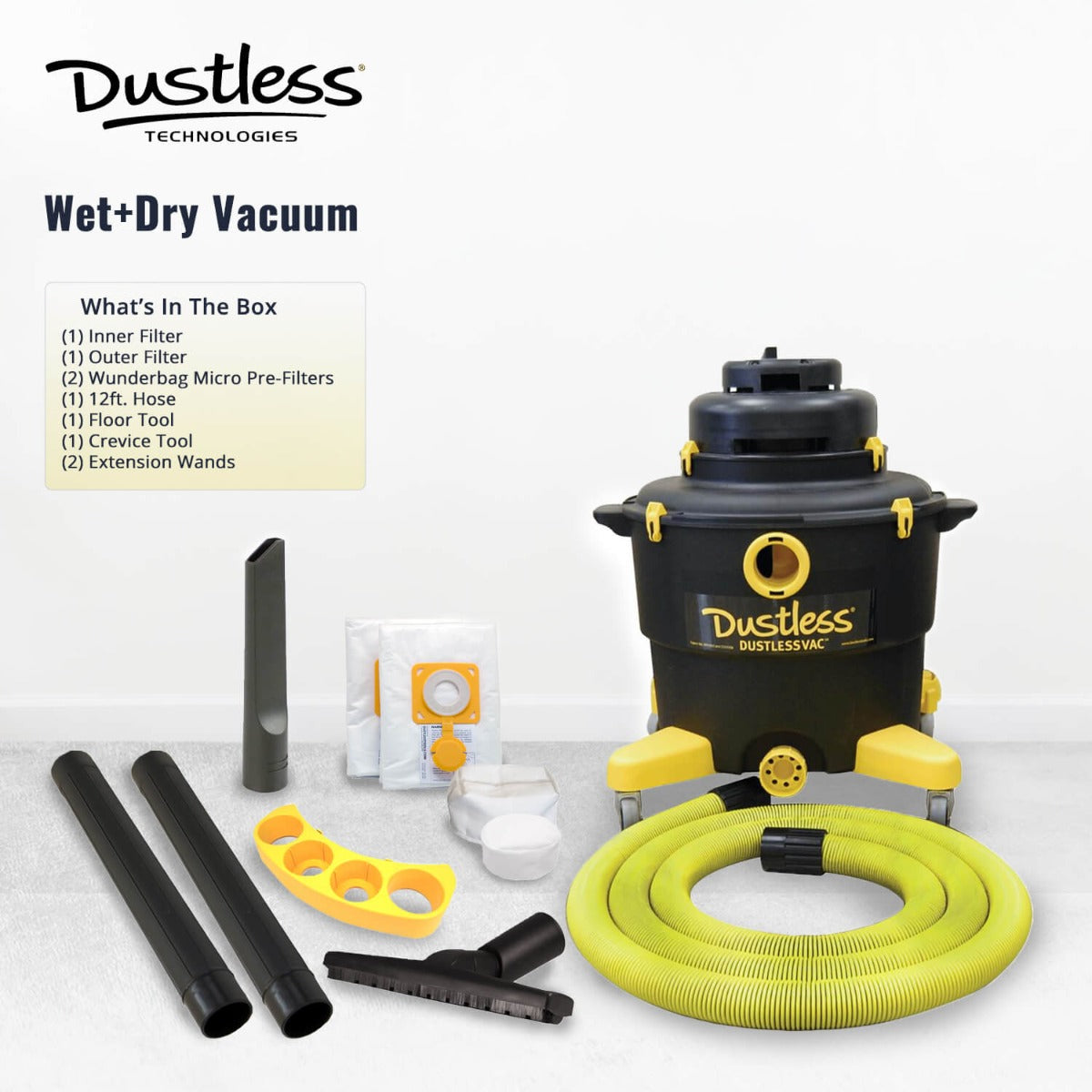 Dustless Wet Dry Vacuum Cleaner - Powerful 6 Gallon Shop Vac for Home, Garage & Workshop - Ideal for Woodworking, Construction & DIY Projects