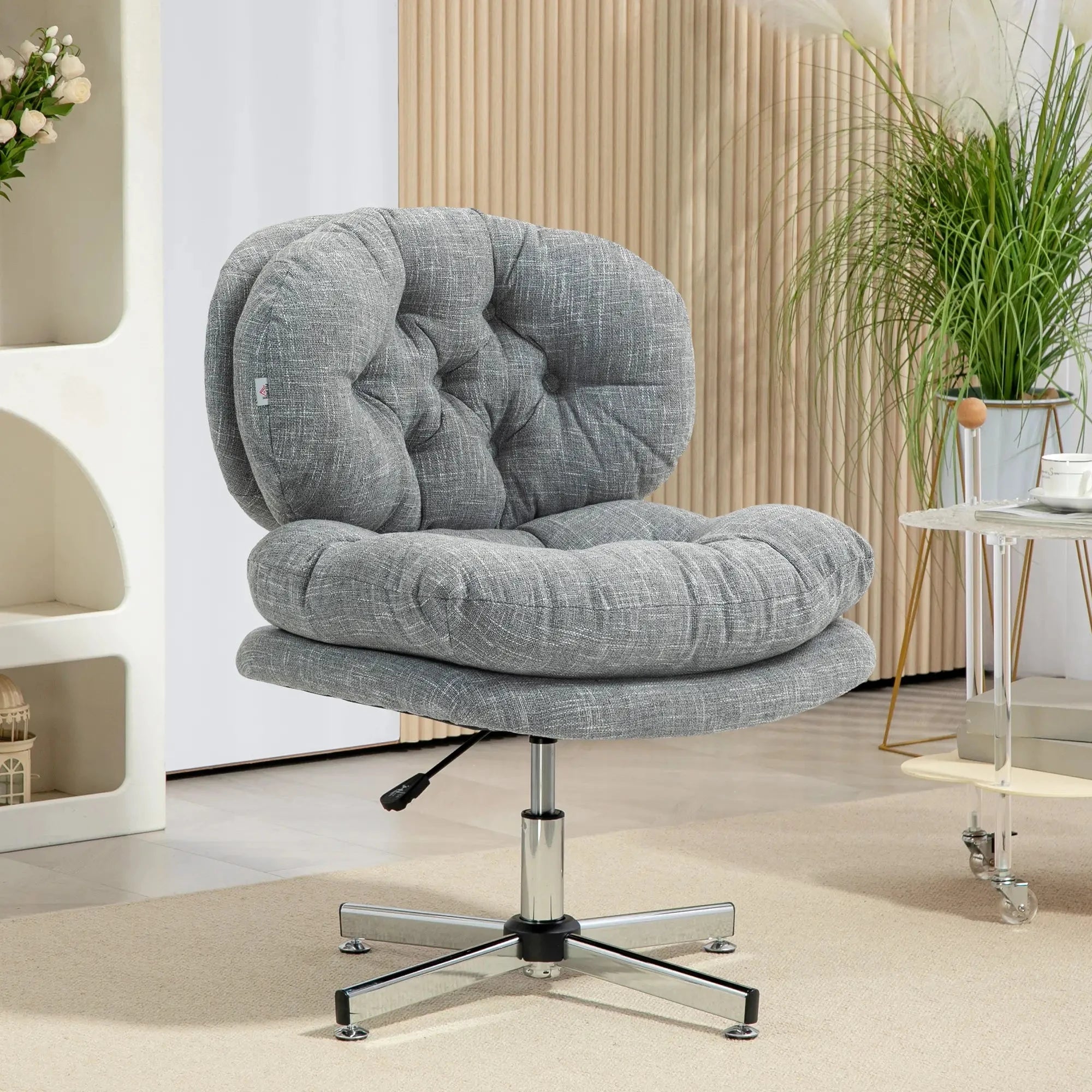 Ergonomic Armless Office Chair with Wide Padded Seat - Adjustable Height Task Chair for Home & Office - Available in Black & Gray - Perfect for Small Spaces, Conference Rooms & Waiting Areas
