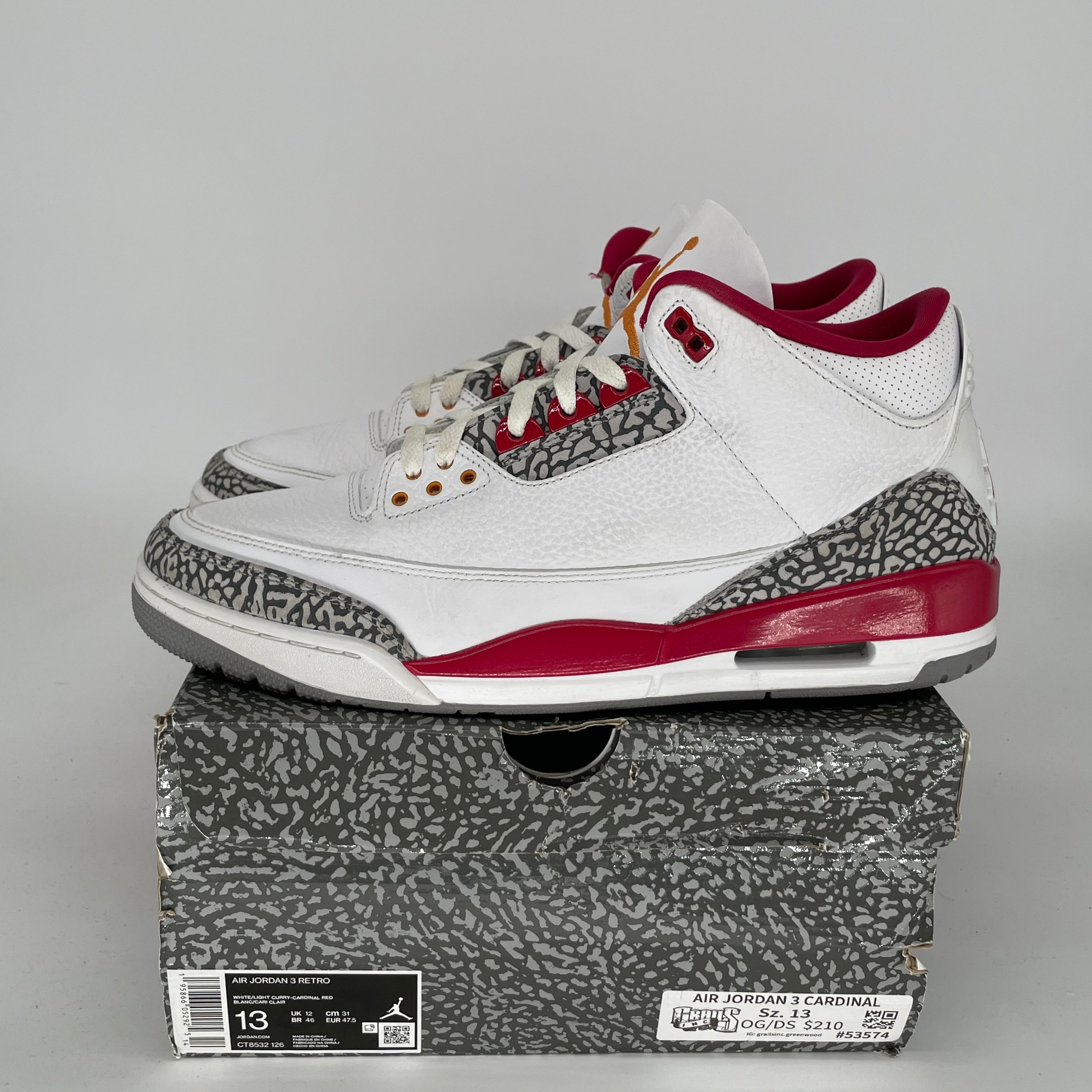 AIR JORDAN 3 CARDINAL Men's Basketball Shoes Size 13 - Retro Style Sneakers for Men (CT8532-126) - Perfect for Streetwear, Gym & Casual Outfits