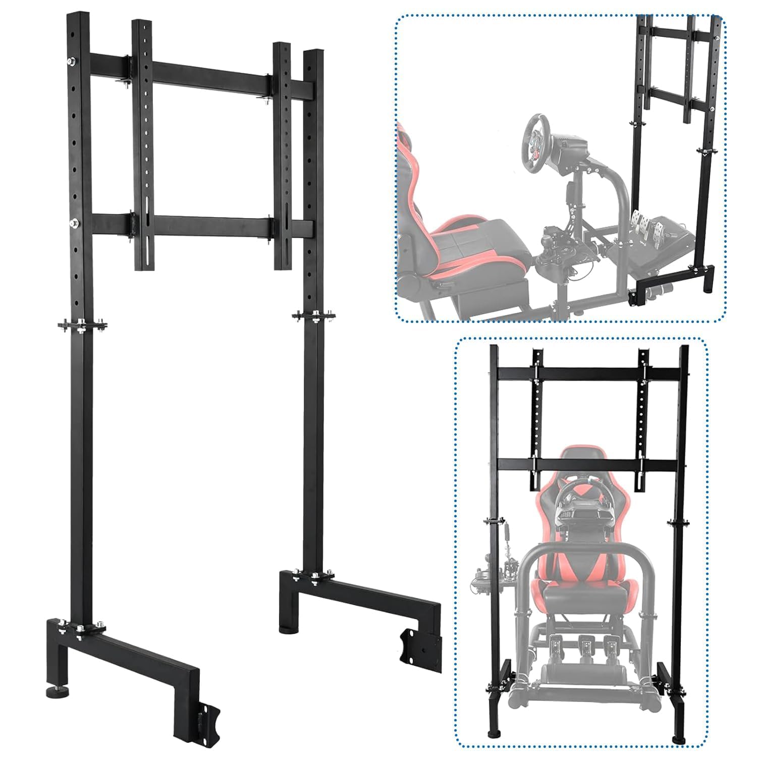 Anman Racing Pro Visualizer Display Stand - Adjustable Monitor Mount for 24 to 55 Inch Screens | Stable Sim Racing Bracket for Round Tube Cockpits | Perfect for Home Racing Simulators & Gaming Setups