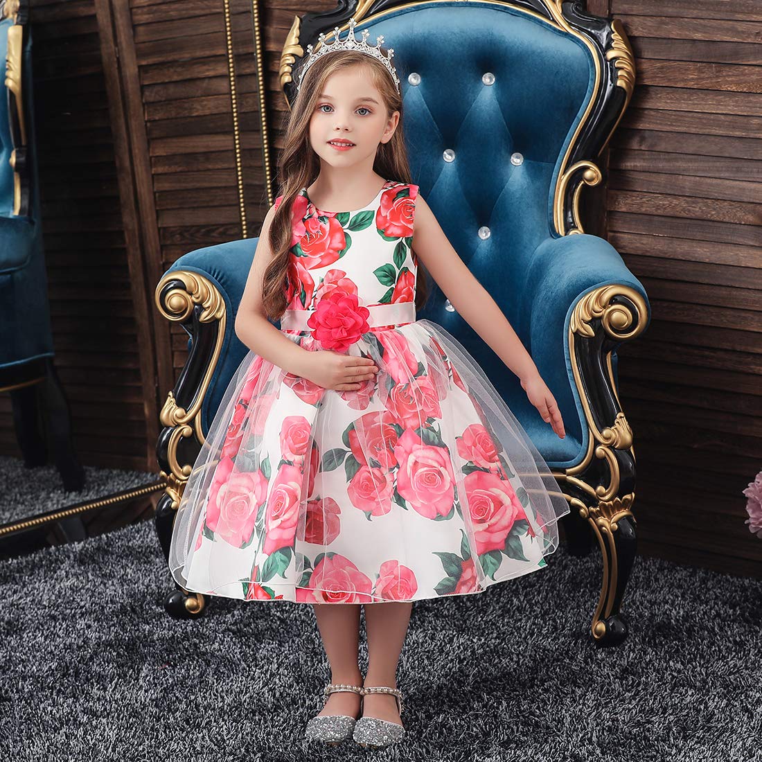 Girl's Ruffled Lace Party Dress for Kids - Elegant Flower Girl & Bridesmaid Dresses for Weddings, Birthday Parties & Special Occasions