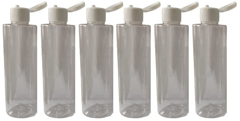 M.C. PIPWALA 200ml Empty Clear Plastic Bottles - Leak Proof Squeeze Containers for Cosmetics, Travel, Toiletries, DIY & Essential Oils (Pack of 6) - Perfect for Salon, Home, Gym & On-the-Go Use