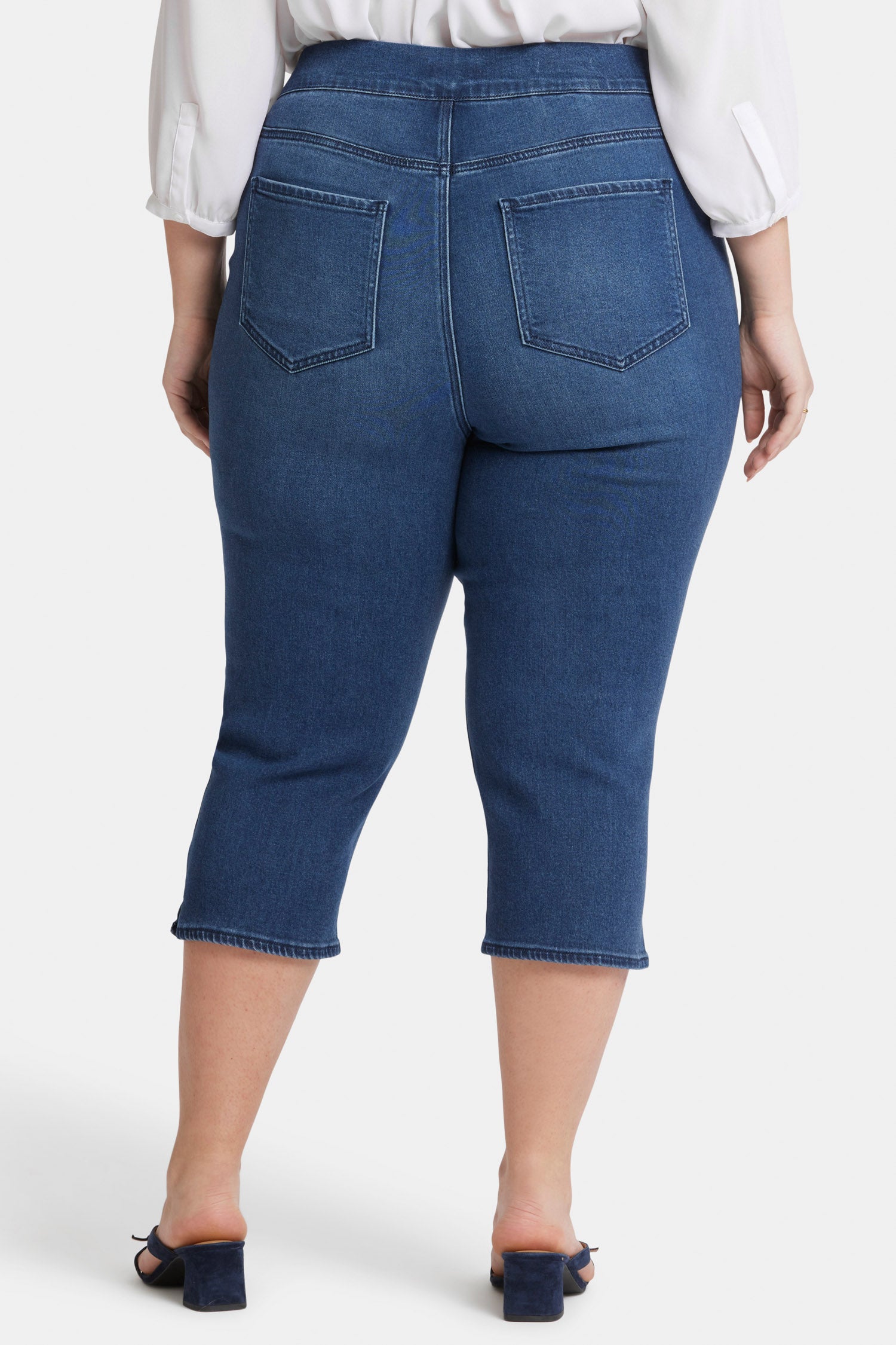 Plus Size Dakota Crop Pull On Jeans for Women - Comfortable Stretch Denim Pants for Casual Wear & Everyday Outfits