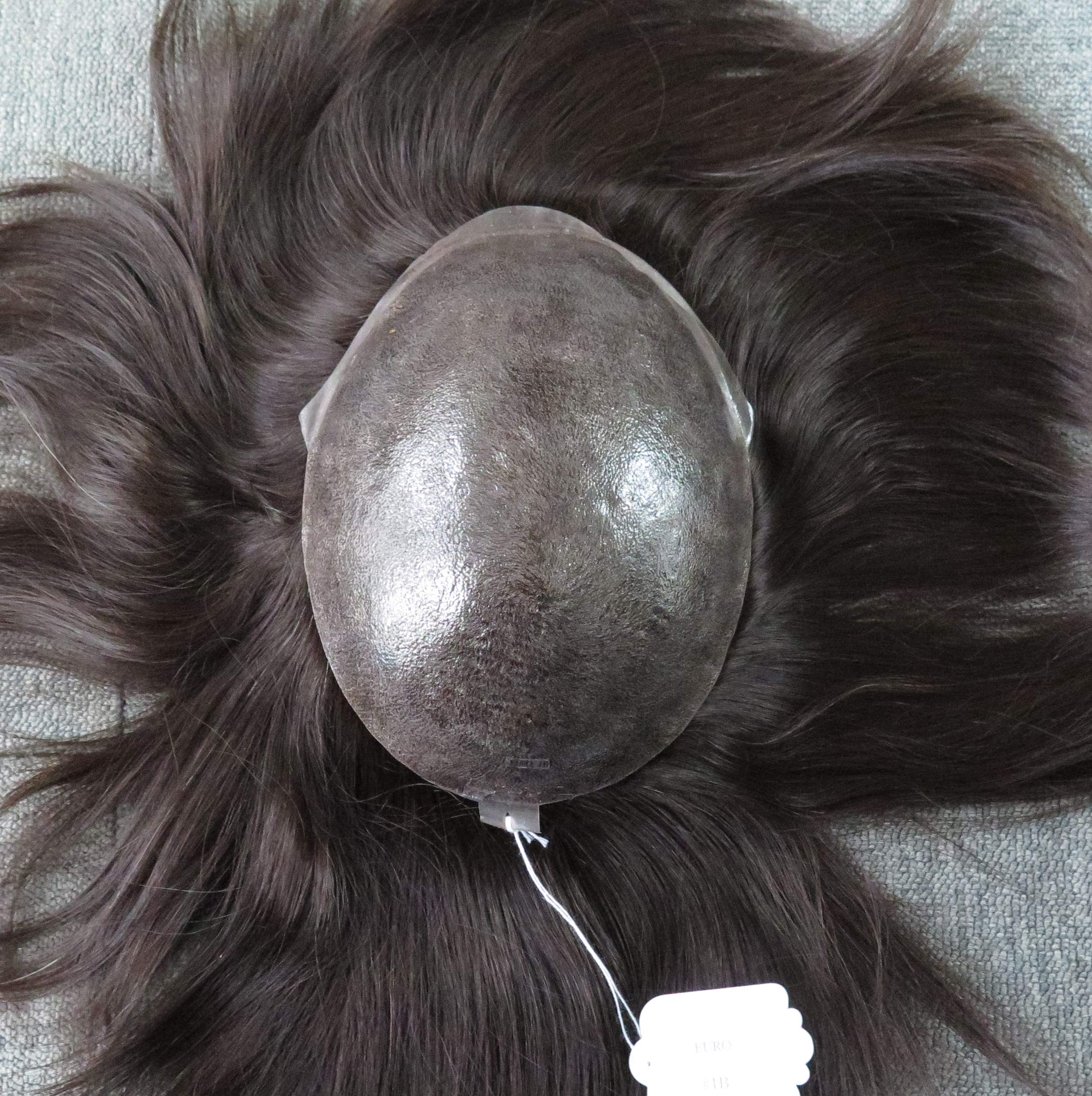 #1B European Virgin Human Hair Toupee for Men - Thin Skin Injection Replacement System | Natural Looking Real Wigs & Hair Units for Daily Wear & Special Occasions