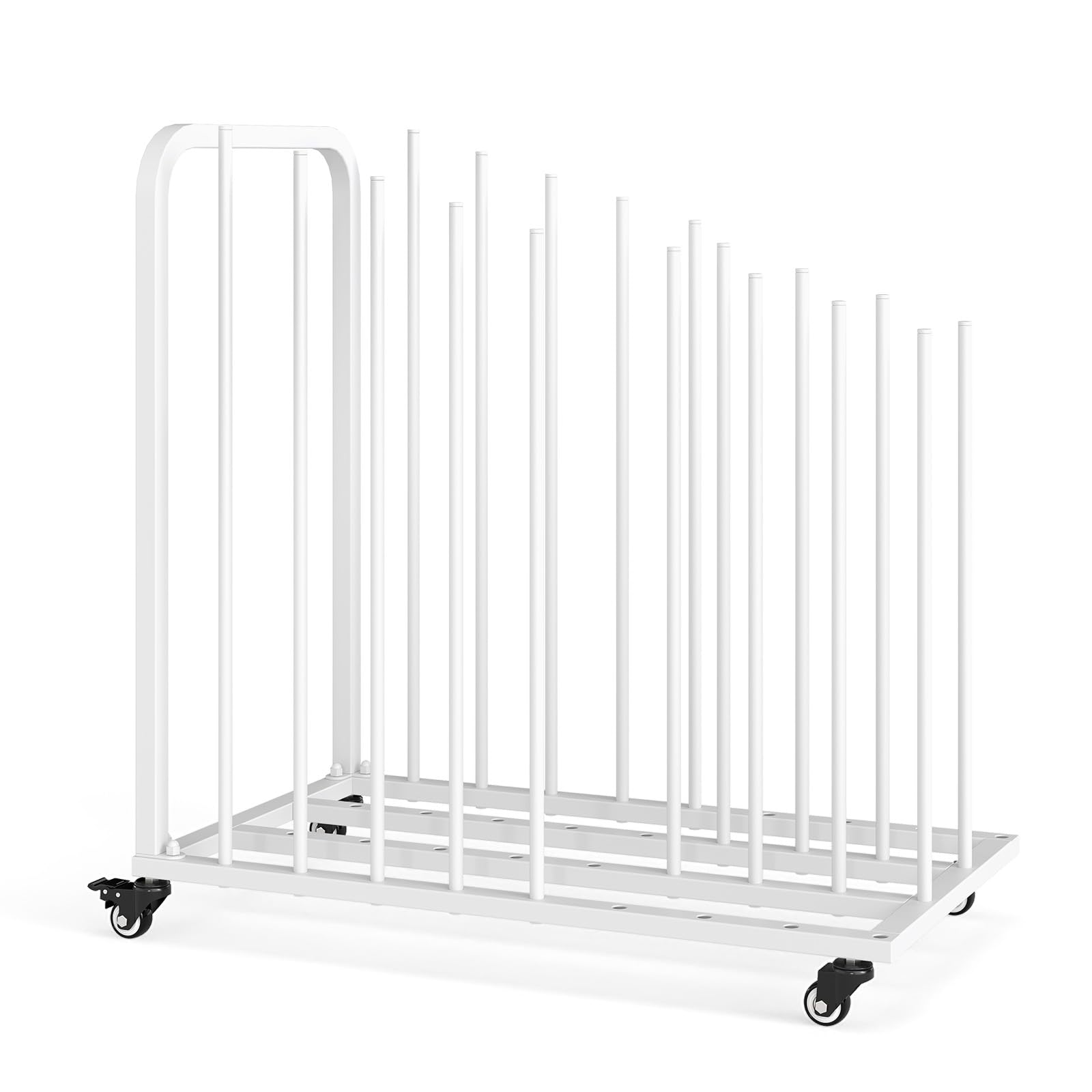 Adjustable Rolling Art Canvas Storage Rack - Mobile Drying Rack & Display Stand for Drawing Boards, Panels, Sketch Pads - Perfect for Art Studios, Galleries & Home Artists (White) - Ideal for Organizing Wet Paintings & Displaying Finished Artworks