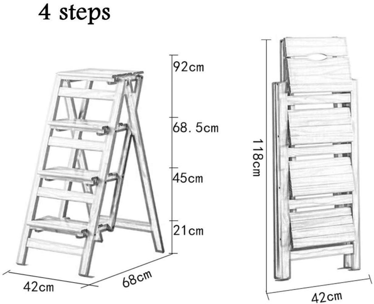 XHALERY 4-Step Wooden Step Stool - Multifunctional Folding Ladder for Home, Library, Shelf Access - 150kg Weight Capacity - Perfect for Reaching High Places, Organizing, and Household Use