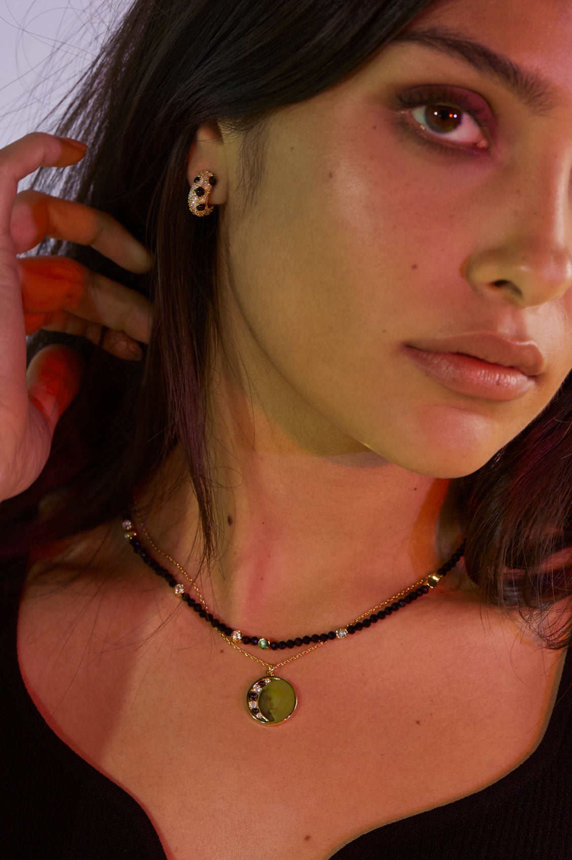 Double Chain Moon Necklace for Women - Elegant Crescent Moon Pendant Jewelry - Perfect for Date Night, Gift Giving & Everyday Wear