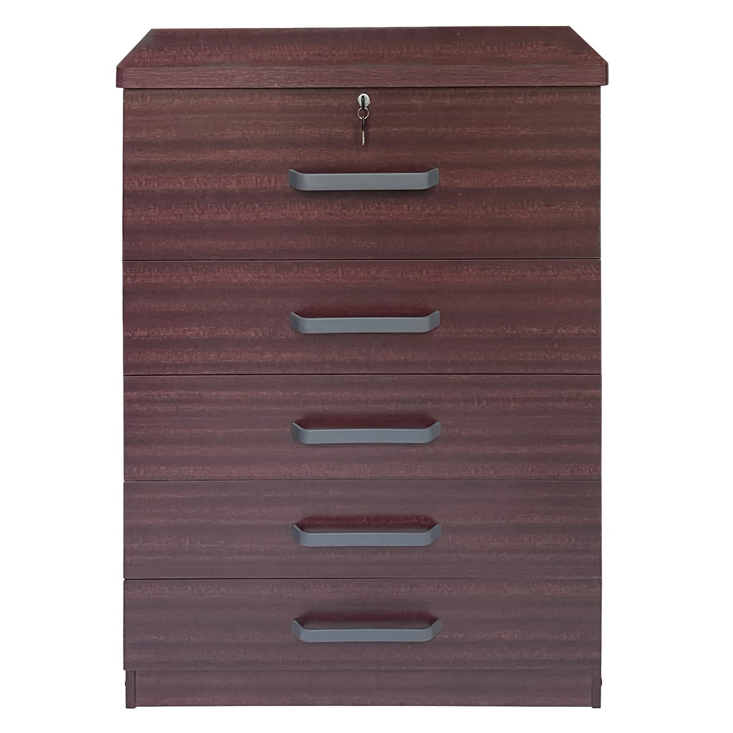Better Home Products Xia 5-Drawer Chest of Drawers, Solid Mahogany Wood Dresser for Bedroom - Perfect for Bedroom Storage, Guest Room Organization & Closet Space Saving