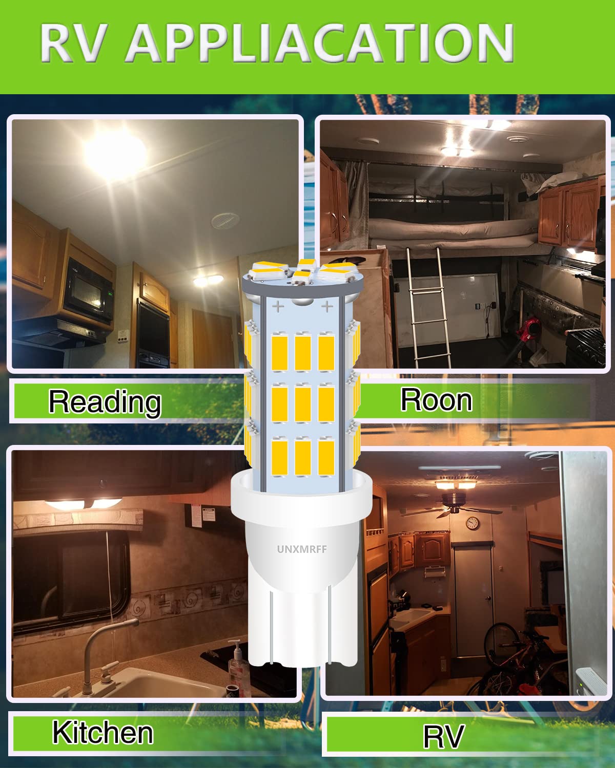 UNXMRFF - T10 921 LED Bulb Warm White 12V RV Light Bulbs (Pack of 20) - Perfect for Camper, Travel Trailer Interior Ceiling Lights, Car Map Lights, Dome Lights & Door Lights
