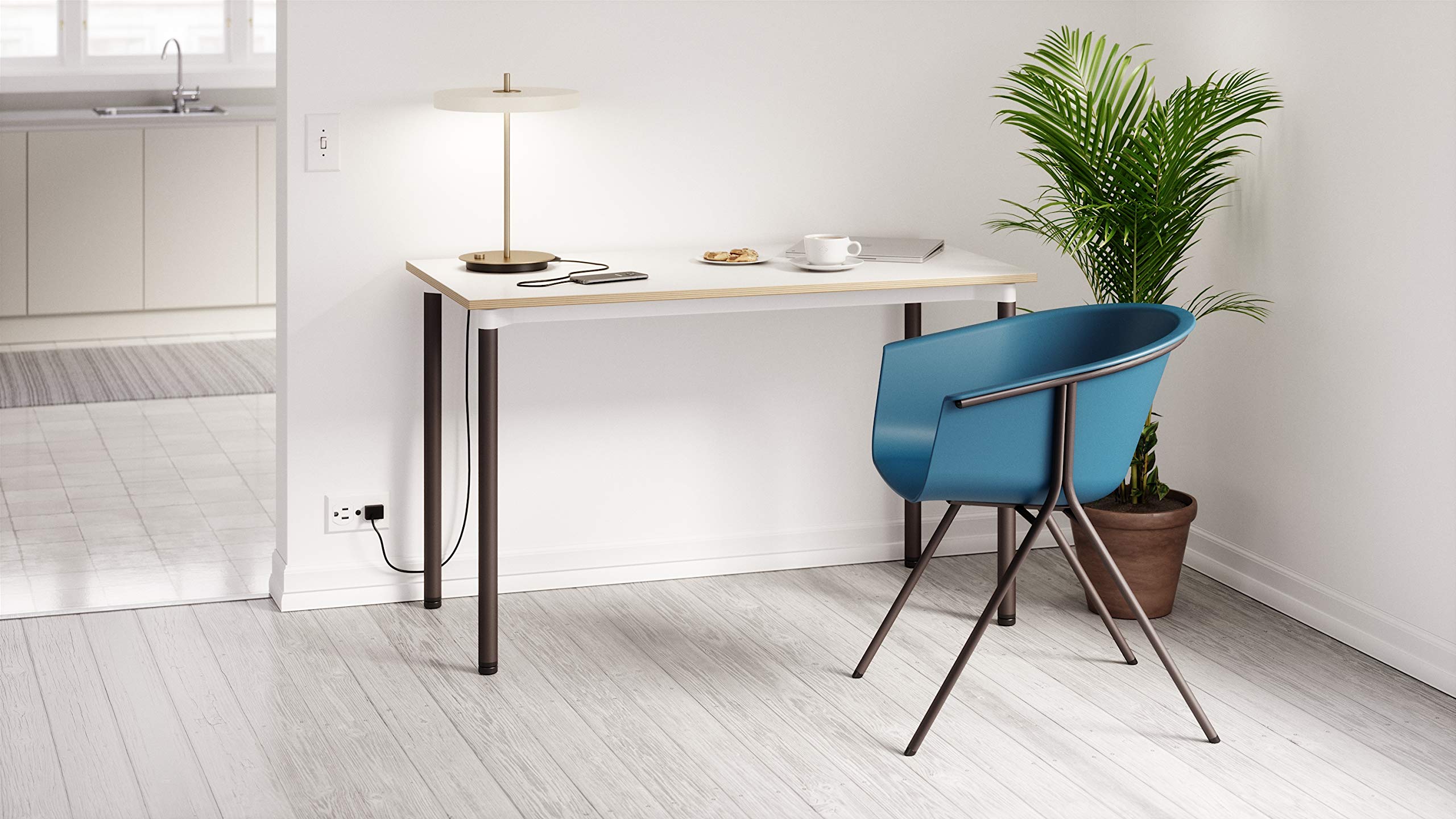 Modern Home Office Desk with Designer White/Black Coffee Legs - Sleek & Stylish Workstation for Small Spaces, Remote Work & Study - Perfect for Home Offices, Dorm Rooms & Workspaces