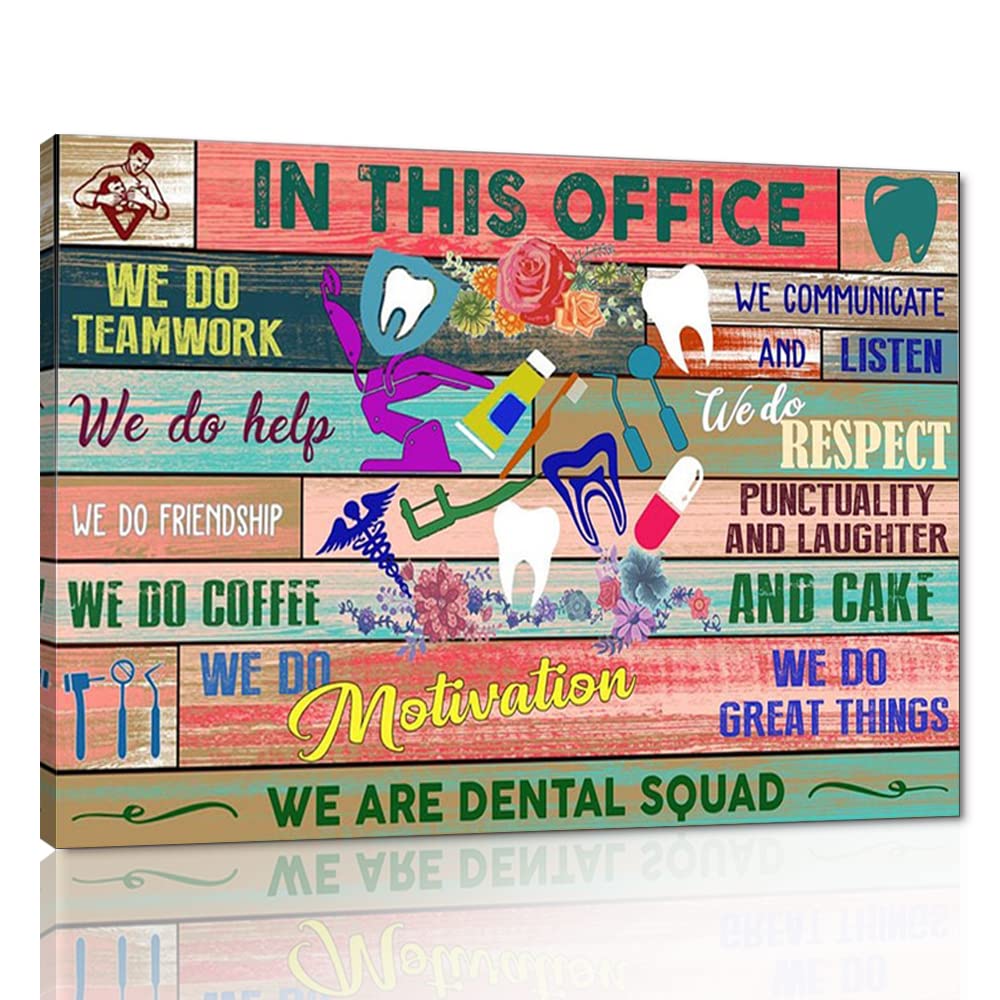 Colorful Graffiti Motivational Quotes Canvas Wall Art - 24x18 Inch Wooden Framed Inspirational Office Decor for Dentists - Perfect for Dental Clinics, Home Offices & Gift Giving