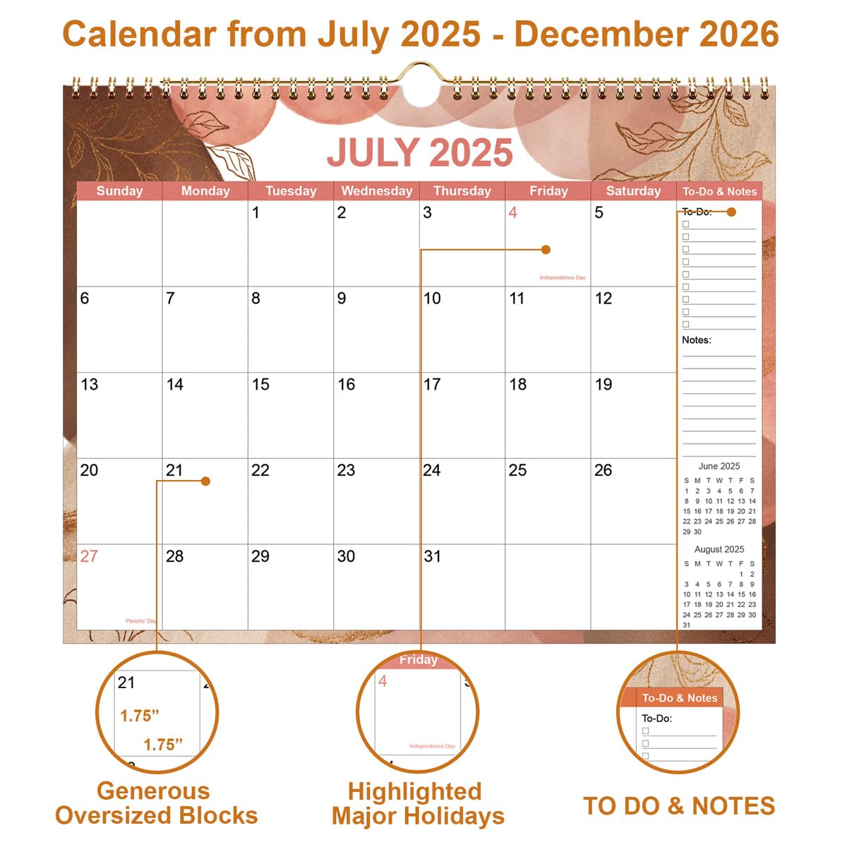 2025-2026 Wall Calendar | 18-Month Planner from July 2025 to December 2026 | Premium Thick Paper | 11