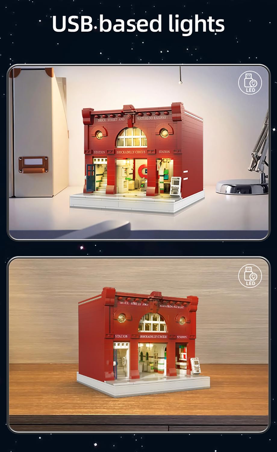 dOMOb London Underground Station Architecture Building Kit – 1836-Piece STEM Brick Toy Set with LED Lights for Kids Ages 8+ & Adults – Creative Building Blocks for Boys, Hobbyists & Collectors – Perfect for Home Decoration, Educational Play & Model Display