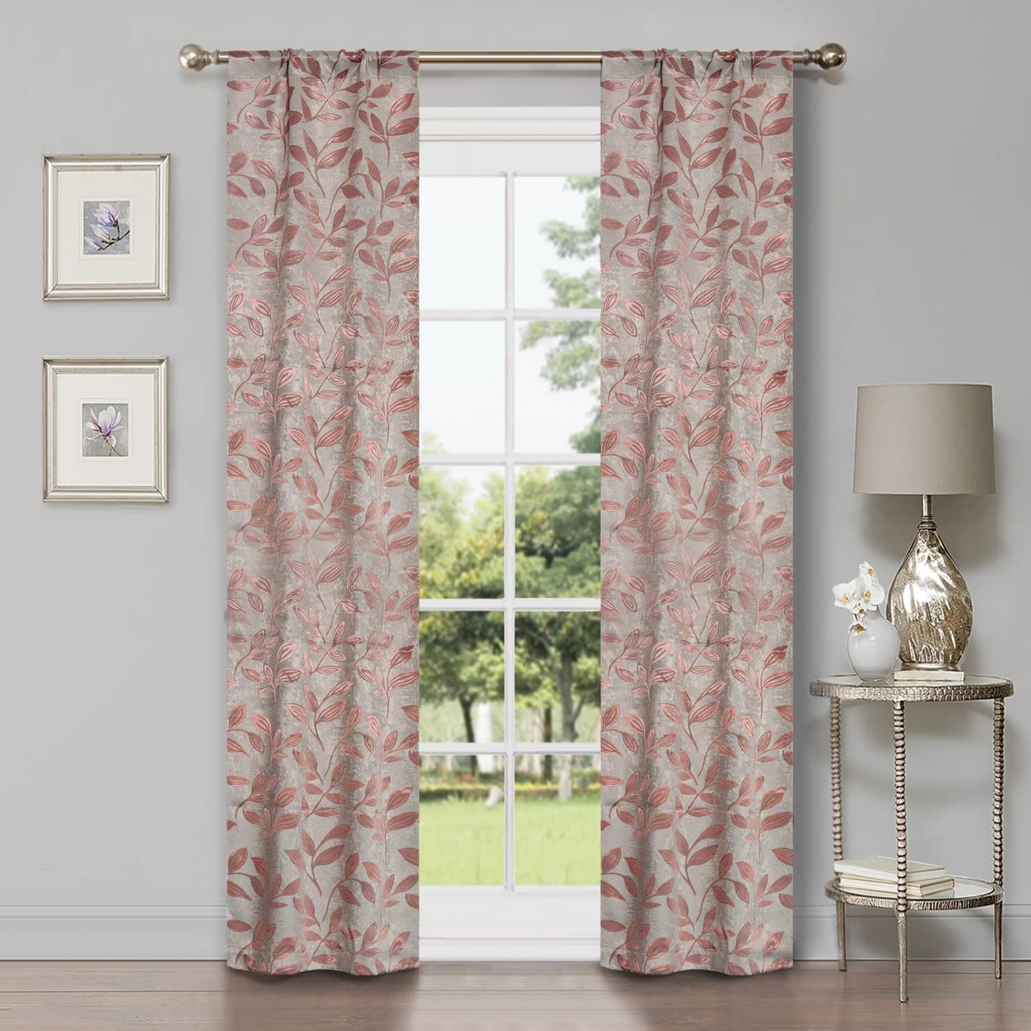 BNM Room Darkening Blackout Curtain Panels with Rod Pocket - Set of 2 (26