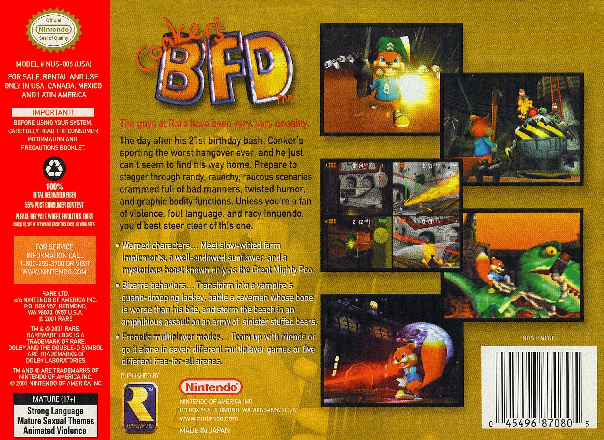 Conker's Bad Fur Day - Nintendo 64 Classic Adventure Game | Retro Gaming for Adults & Collectors | Perfect for Nostalgic Game Nights & 90s Gaming Parties