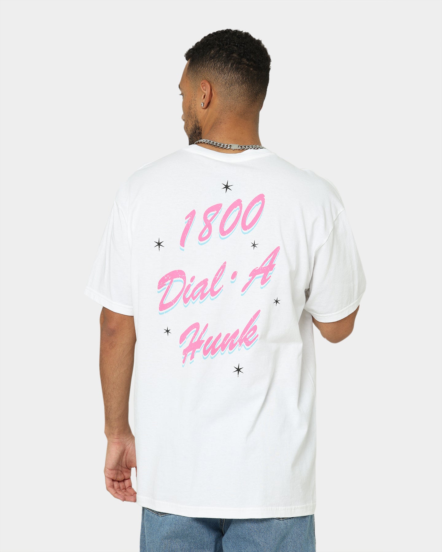 Johnny Bravo Dial A Hunk Graphic T-Shirt - White Cotton Vintage Tee for Men - Perfect for Casual Wear, Cosplay & 90s Cartoon Fan Gifts