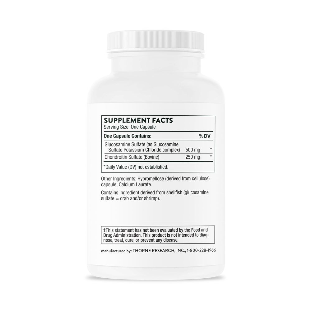 Thorne Glucosamine & Chondroitin Supplement for Joint Support - 120 Capsules | Supports Cartilage Health & Mobility | Ideal for Athletes, Seniors & Active Lifestyles