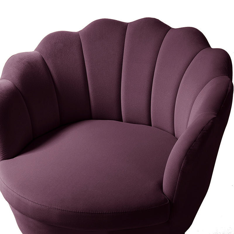 Evelia Velvet Scalloped Barrel Chair - Luxurious Velvet Accent Chair with Curved Back for Living Room, Bedroom & Office - Perfect for Reading Nook, Lounge Area or Home Decor