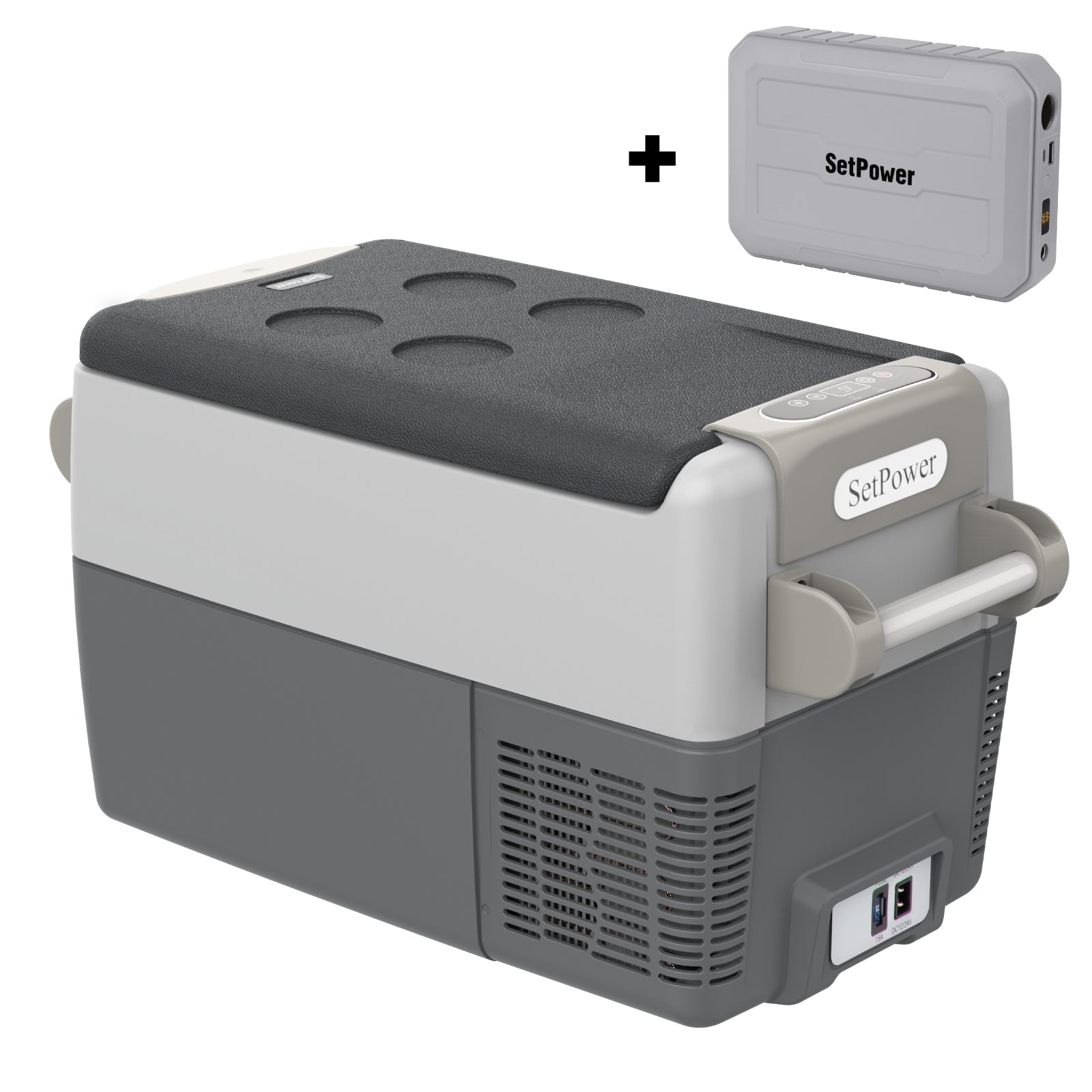 Setpower AJ30 12V Portable Car Refrigerator - 32Qt Compact Freezer for Semi Truck & Heavy Duty Vehicles - Perfect for Road Trips, Camping & RV Travel
