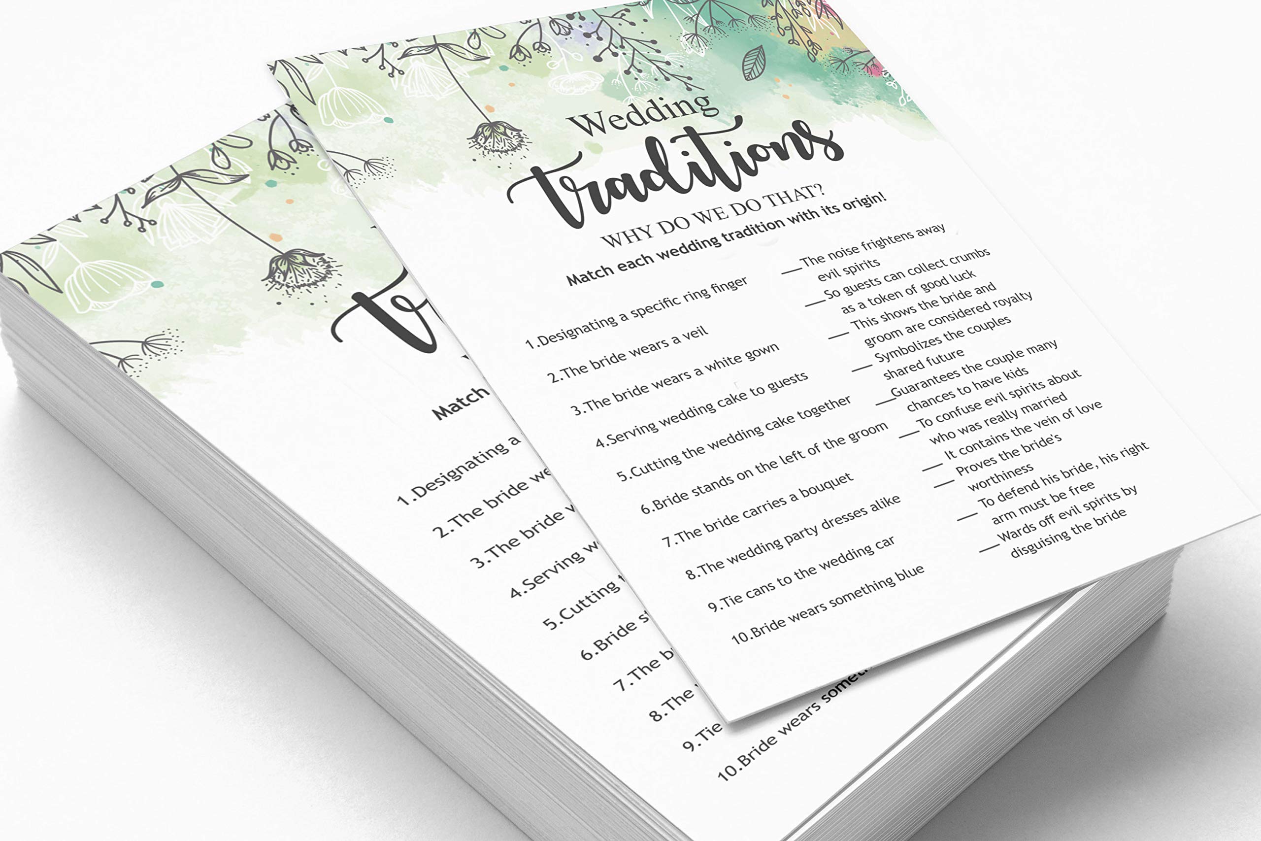 50-Pack Greenery Floral Bridal Shower Game Cards - Fun Bachelorette Party Activity for Wedding Showers & Engagement Parties - Perfect for DIY Decorations & Wedding Favors