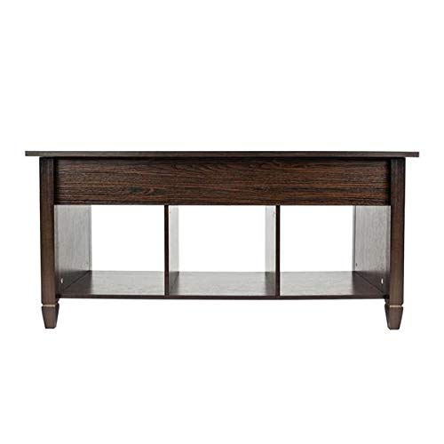 Modern Lift Top Coffee Table with Hidden Storage Compartment - Solid Wood Lift Tabletop in Brown - Perfect for Small Spaces, Living Room, and Home Office