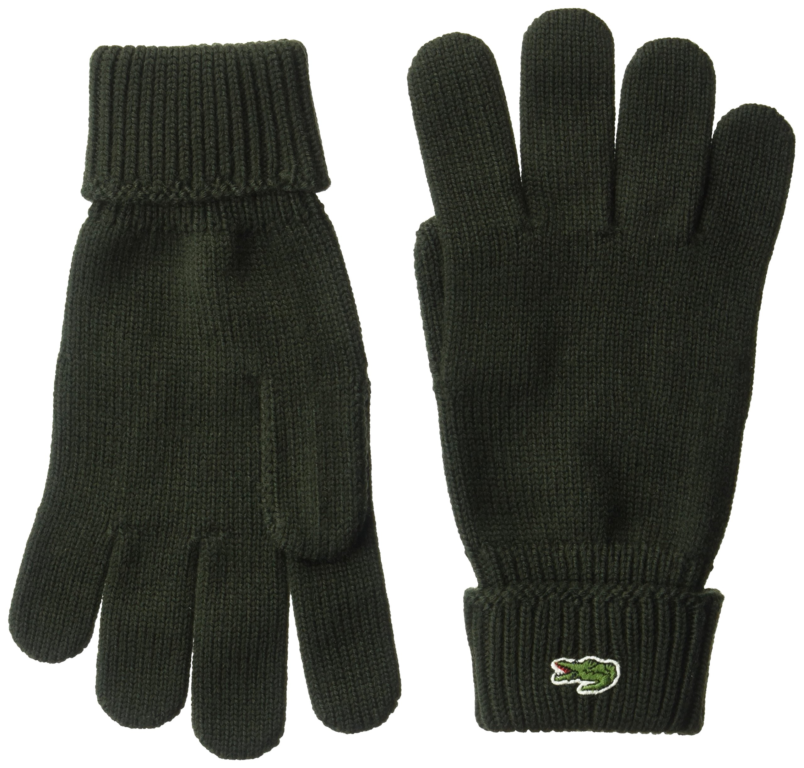 Lacoste Men's Green Crocodile Logo Wool Gloves - Warm Winter Accessories for Outdoor Activities & Fashion