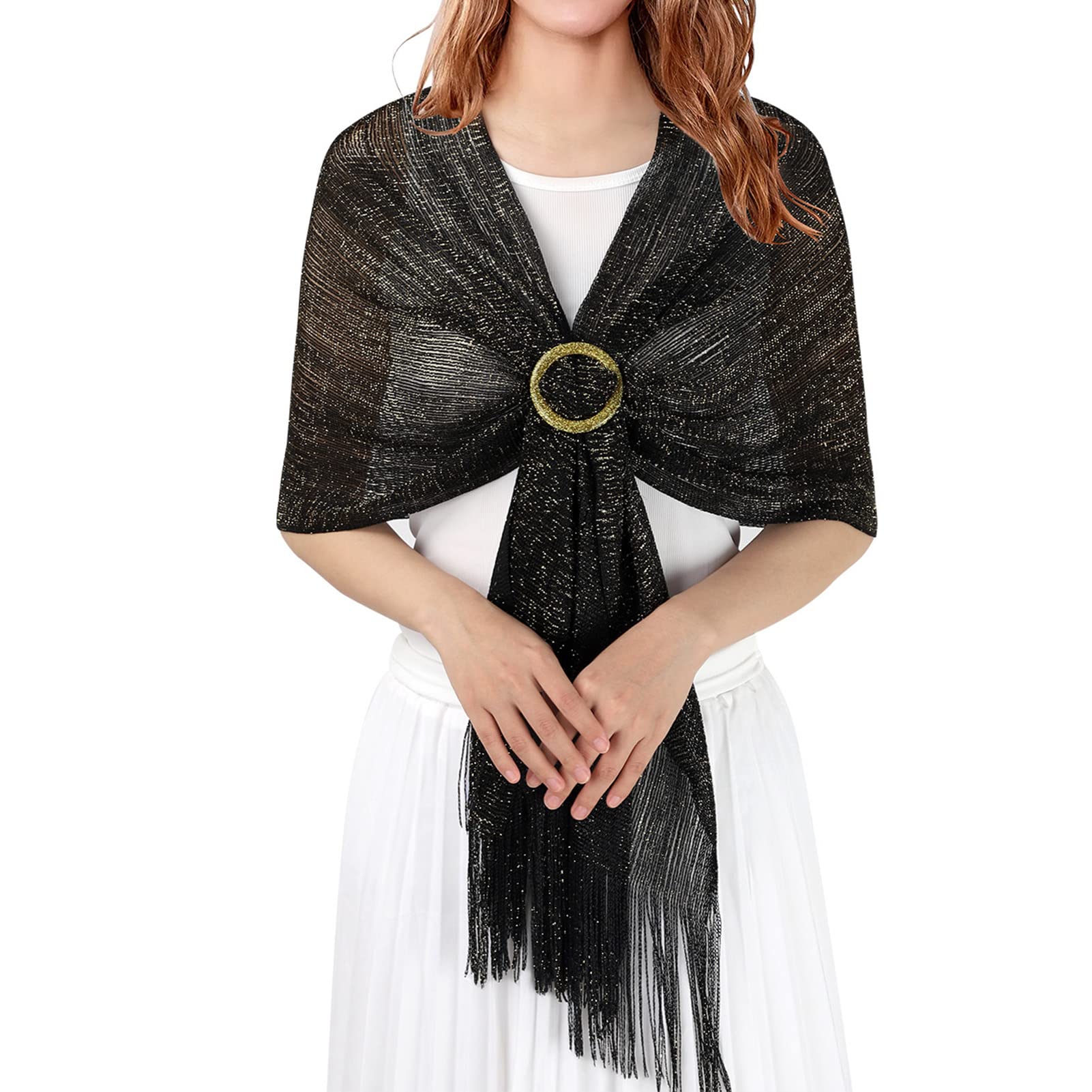 Elegant Embroidered Shawls and Wraps for Women - Soft Cashmere Pashmina Wrap with Tassels - Perfect for Evening Dresses, Weddings, Parties & Special Occasions