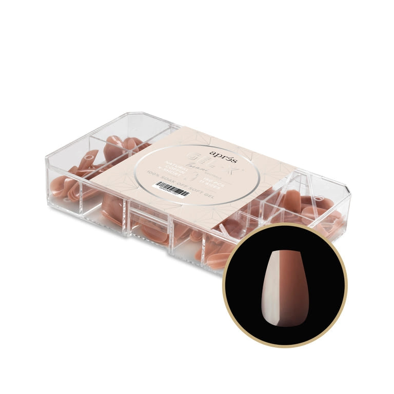 Apres Gel X Neutrals Imani Natural Nail Tips 150pc - Extra Short Coffin Shape for DIY Manicures & Salon Use