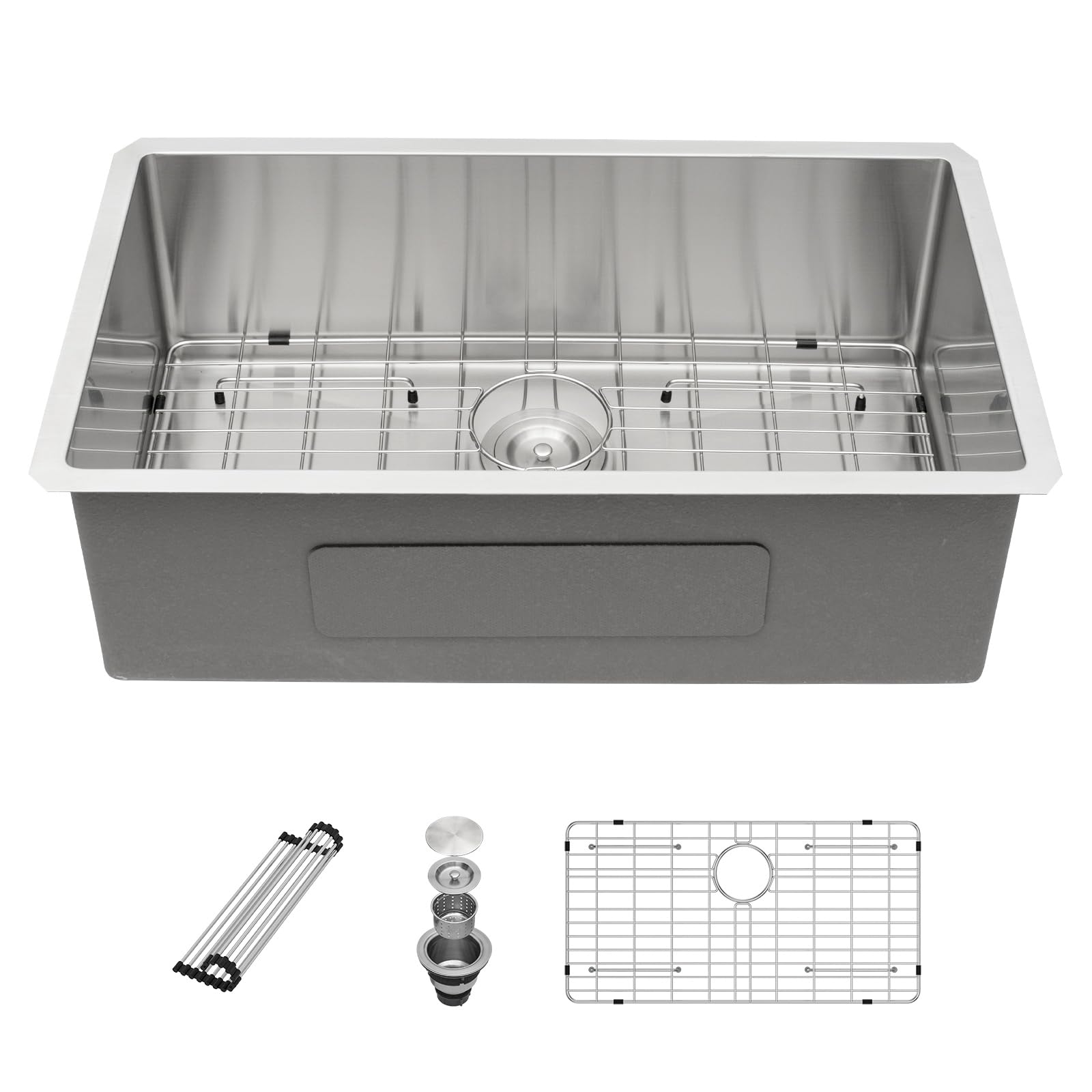 Sarlai 32-Inch Undermount Kitchen Sink - 16 Gauge Stainless Steel Single Bowl Sink with Rounded Corners (32x19 Inches) - Perfect for Modern Kitchens, Restaurant Prep, and Heavy-Duty Home Use