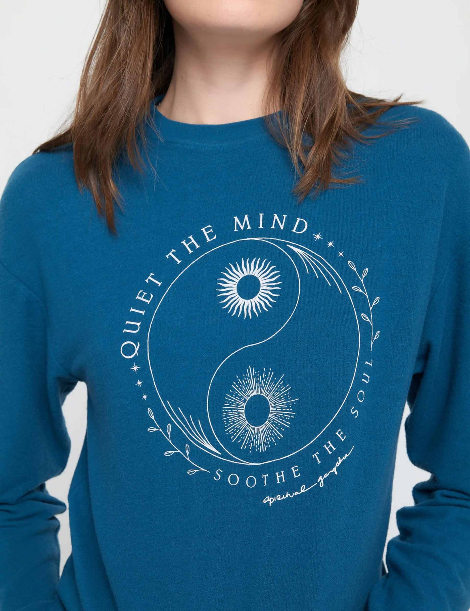 Quiet Mind Savasana Pullover Topaz - Women's Yoga Hoodie for Meditation & Relaxation - Perfect for Yoga Studios, Home Practice & Lounge Wear