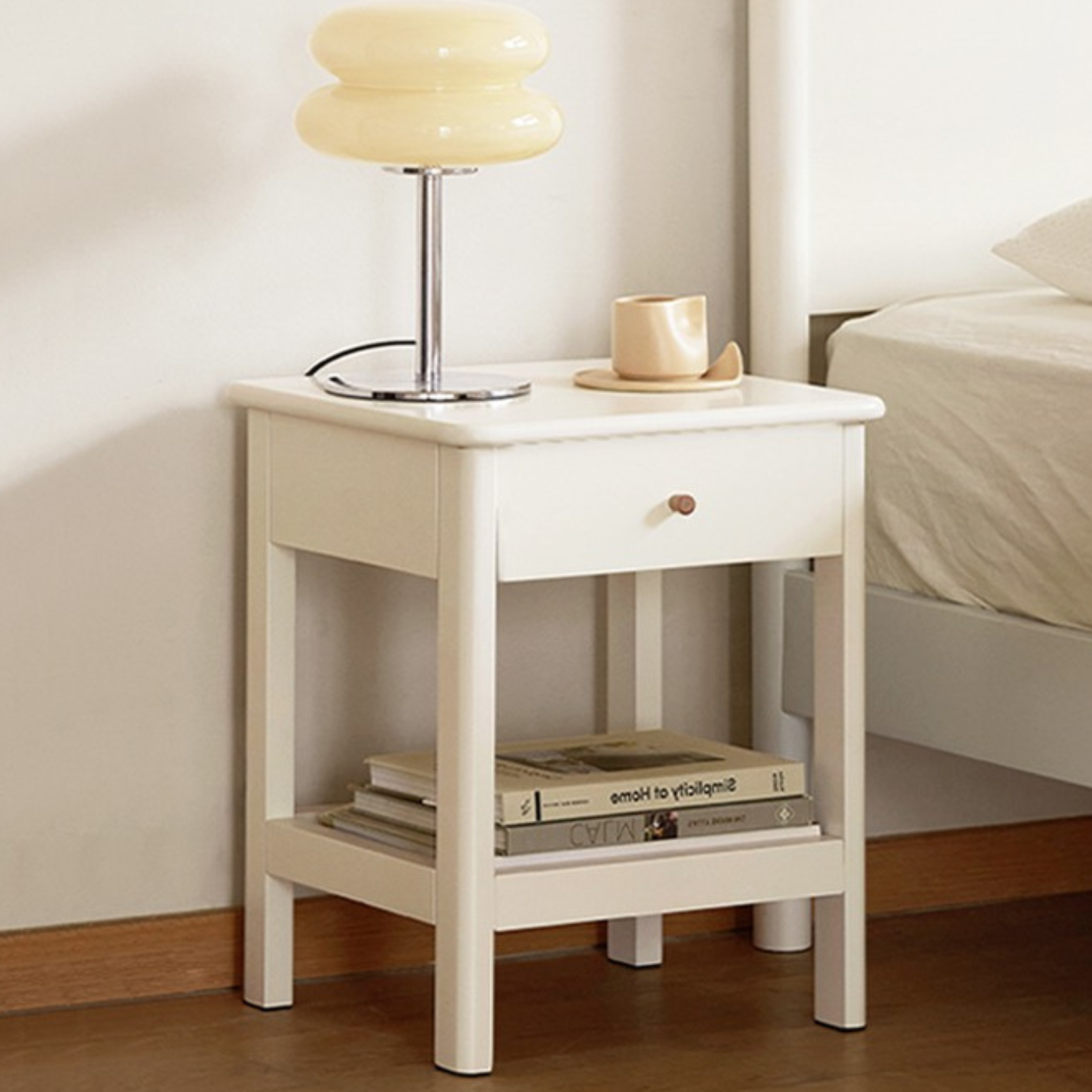 Solid Pine Wood Single Drawer Nightstand - Sturdy Bedside Table for Bedroom, Living Room, or Office - Perfect for Storage & Decor