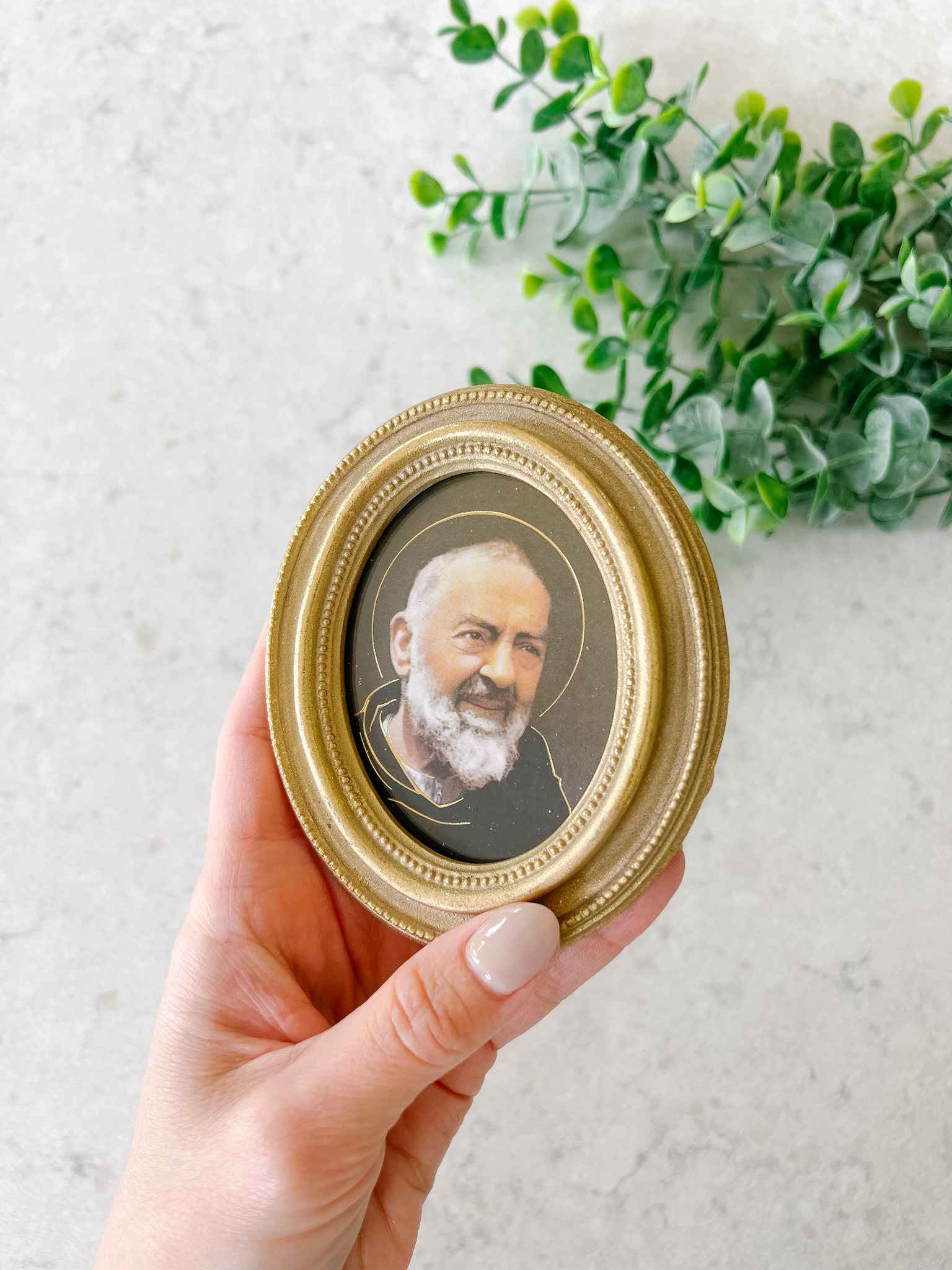 Petite Padre Pio Framed Religious Art - Small Wall Decor for Home, Office & Prayer Room - Perfect Gift for Catholic Devotion