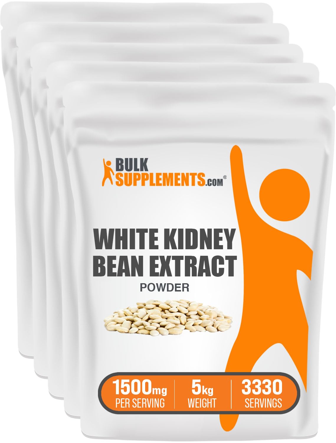BulkSupplements White Kidney Bean Extract Powder - 1500mg per Serving, Gluten Free, Digestive Support & Protein Source - 5kg (11 lbs) Bulk Pack - Ideal for Smoothies, Baking & Weight Management