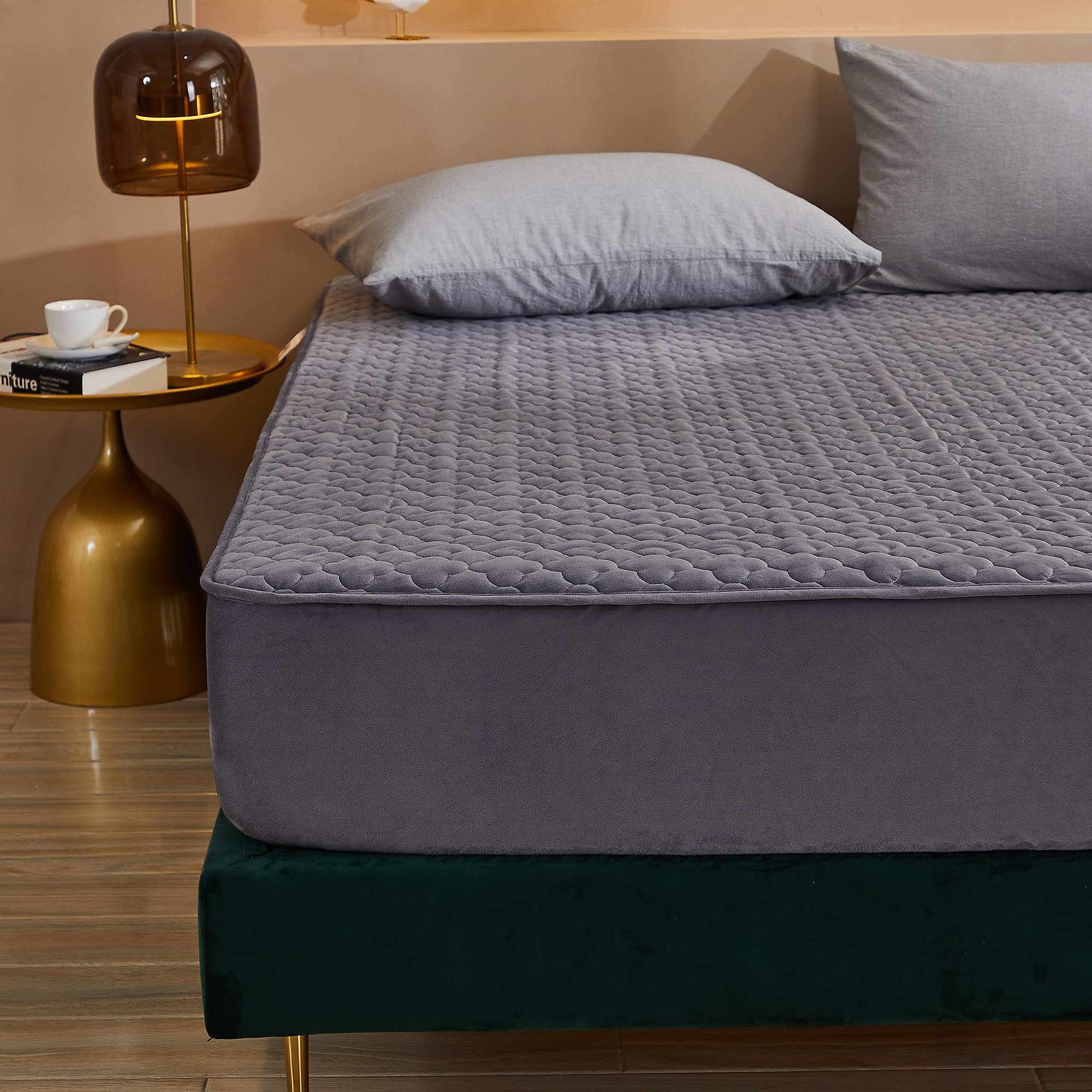 Premium Flannel Fitted Sheet - Ultra Soft Heavyweight Non-Slip Mattress Protector Cover for Twin XL Beds | Cozy Winter Bedding & Dorm Room Essentials (Grey)